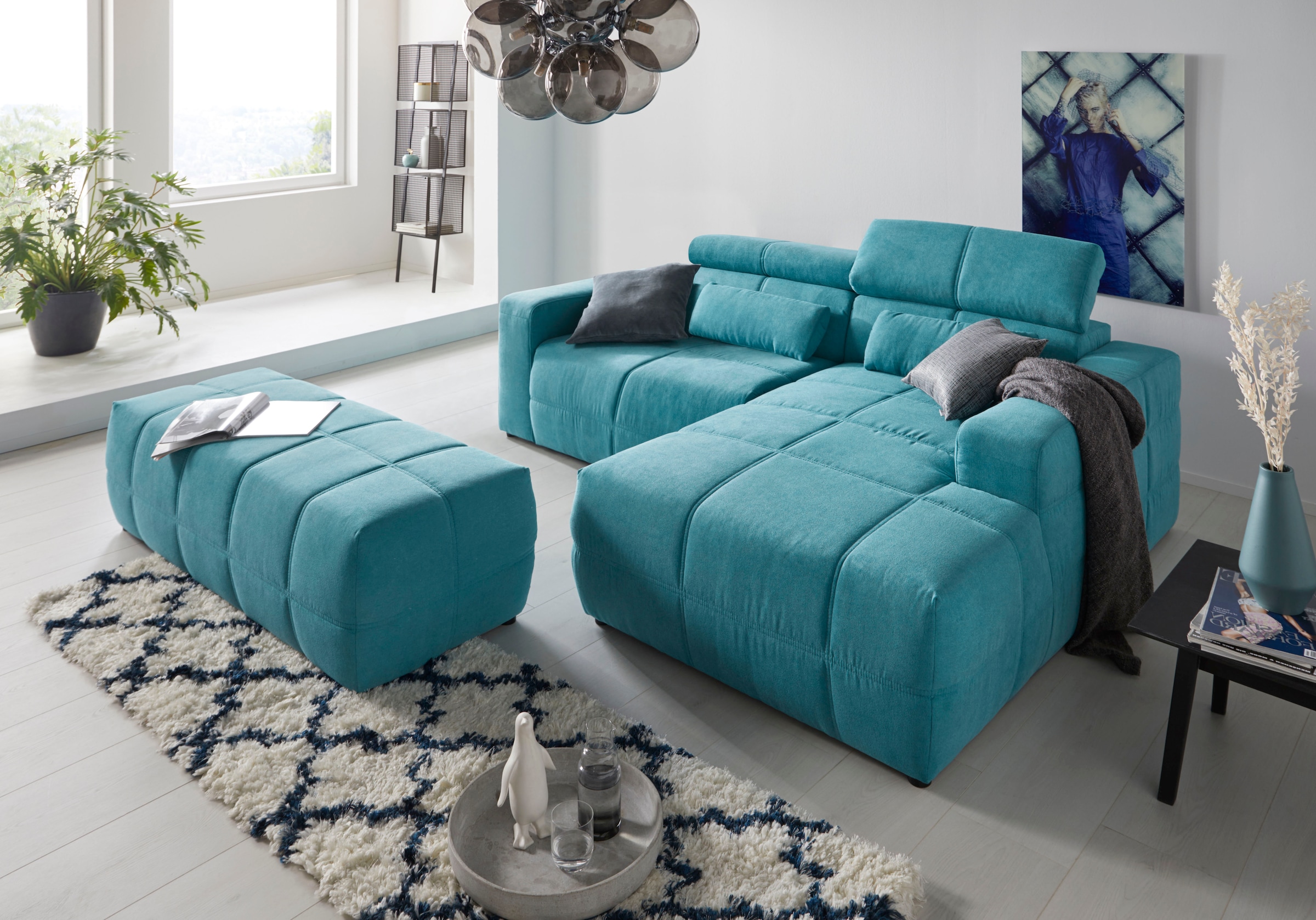 DOMO collection Ecksofa "Brandon, inkl. Kopfteilverstellung, B/T/H: 214/100 günstig online kaufen