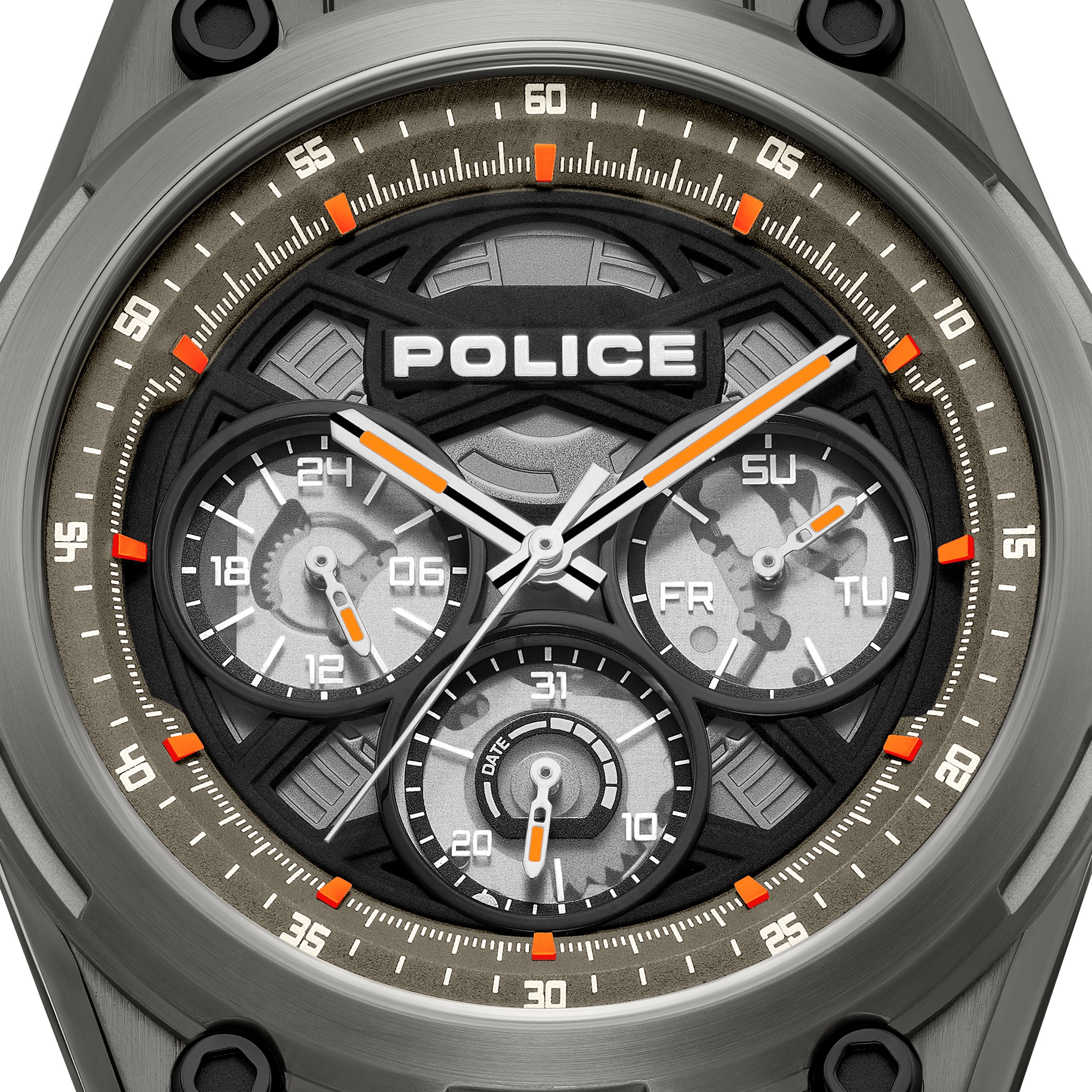 Police Quarzuhr »Dominion« Armbanduhr, Herrenuhr, Silikonarmband, analog, Tag, Wochentag