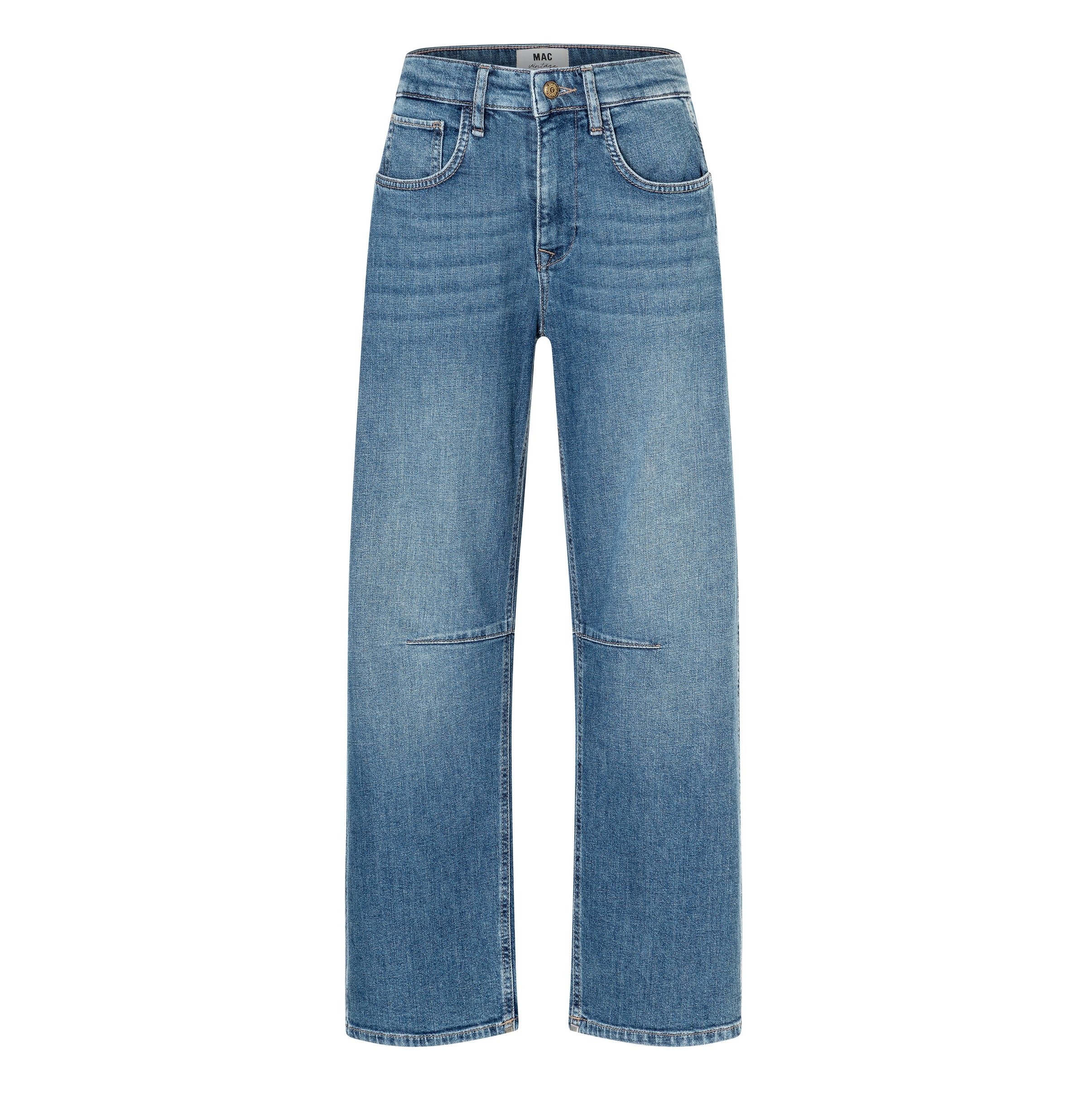 MAC 5-Pocket-Jeans »OHIO Barrel« Barrel Fit, Naht-Detail auf Kniehöhe