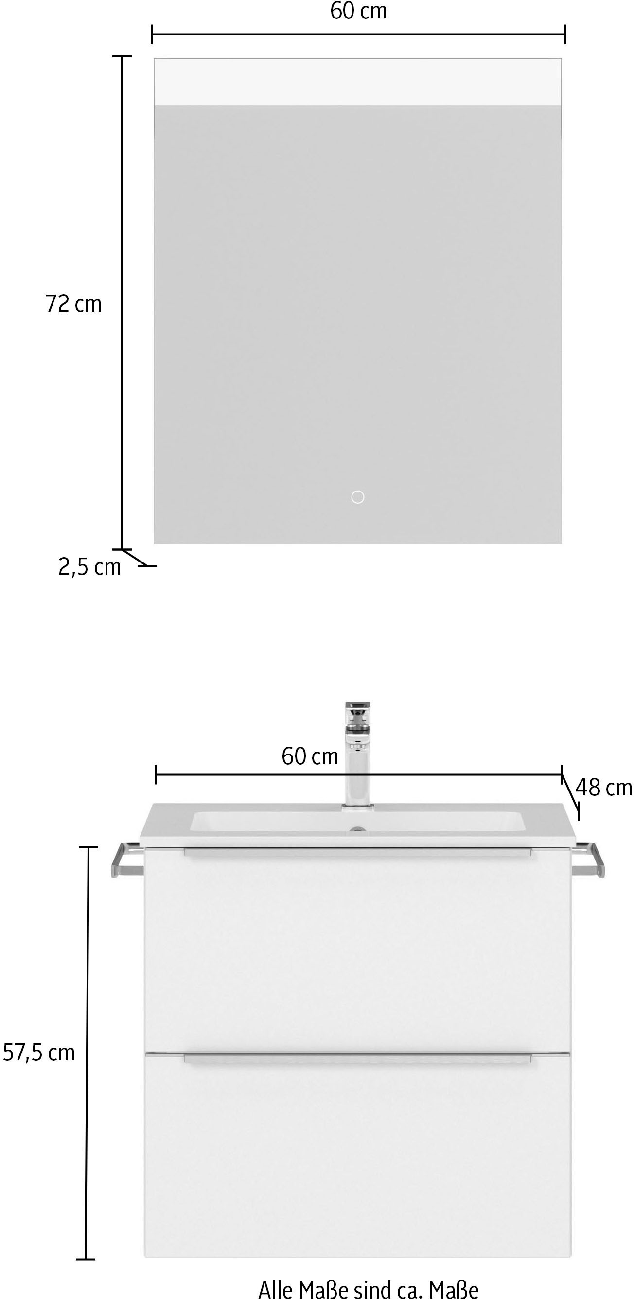 nobilia® Badmöbel-Set »Levere« vormontiert, mit Soft-Close, 2 Stk. tlg.