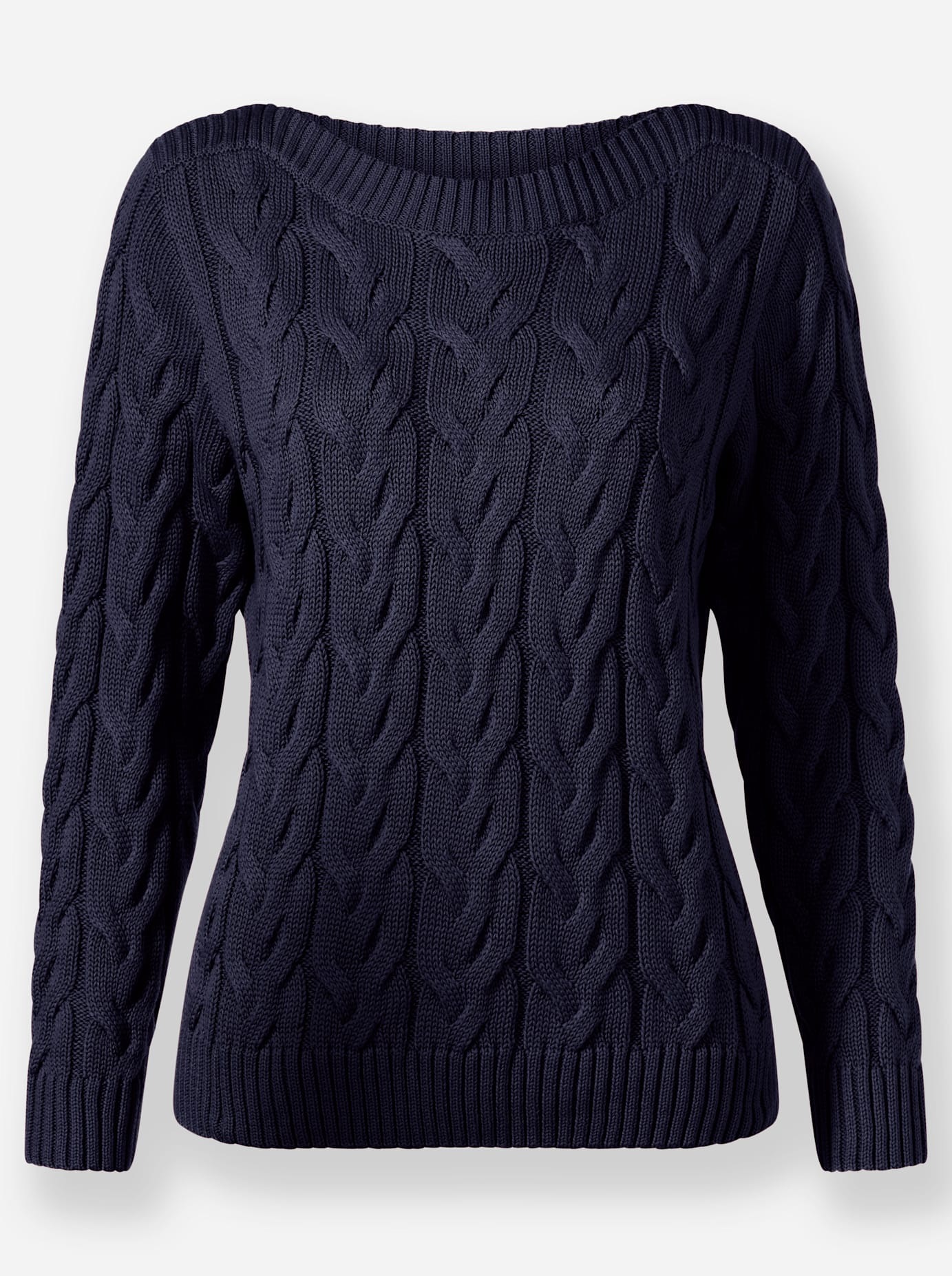 Strickpullover INSPIRATIONEN "Pullover", Damen, Gr. 52, blau (marine), 50% Baumwolle, 50% Polyacryl, unifarben, Pullover Strickpullover 2