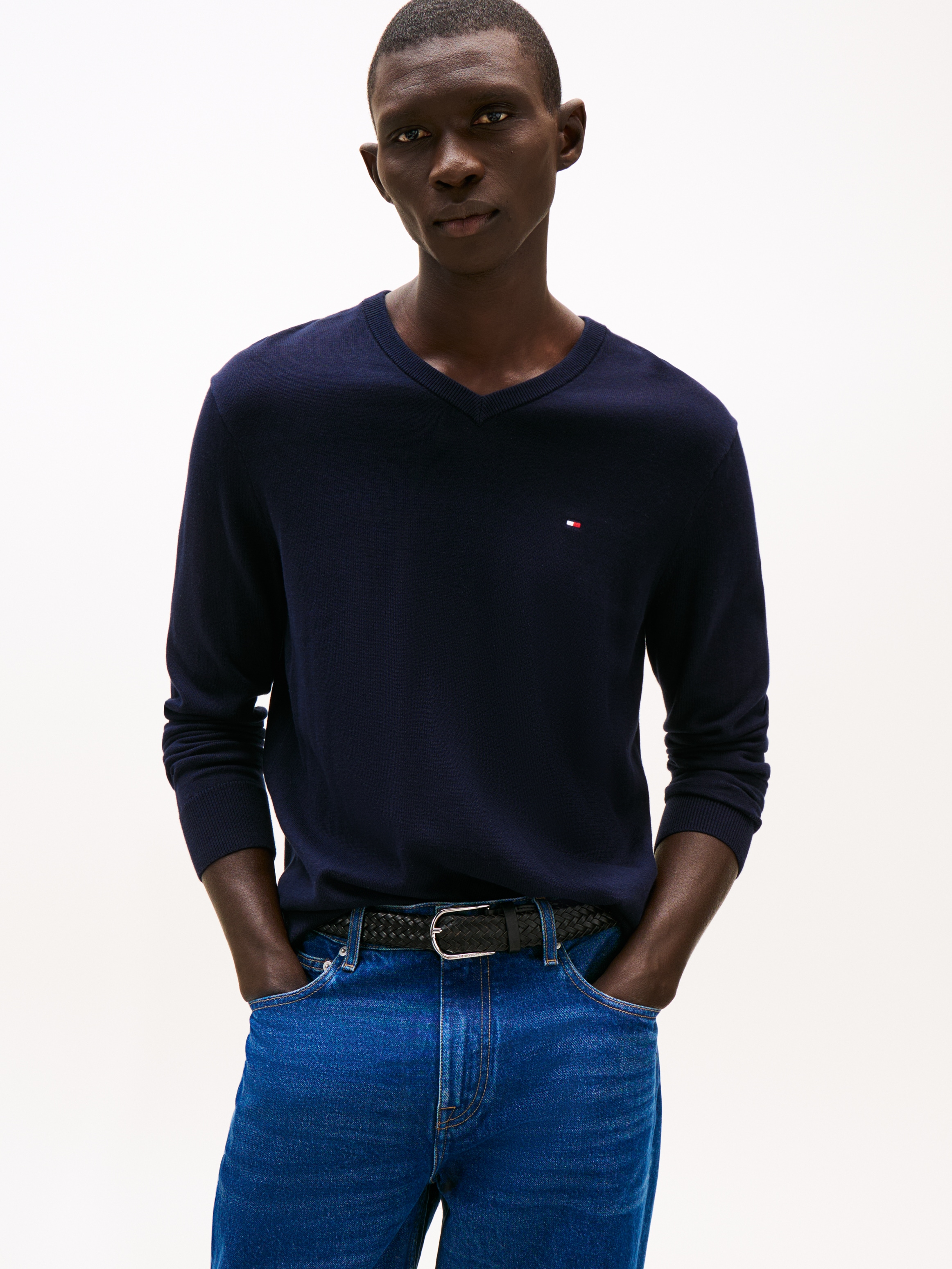 Tommy Hilfiger Strickpullover "ESSENTIAL COTTON V NECK mit V-Ausschnitt und günstig online kaufen