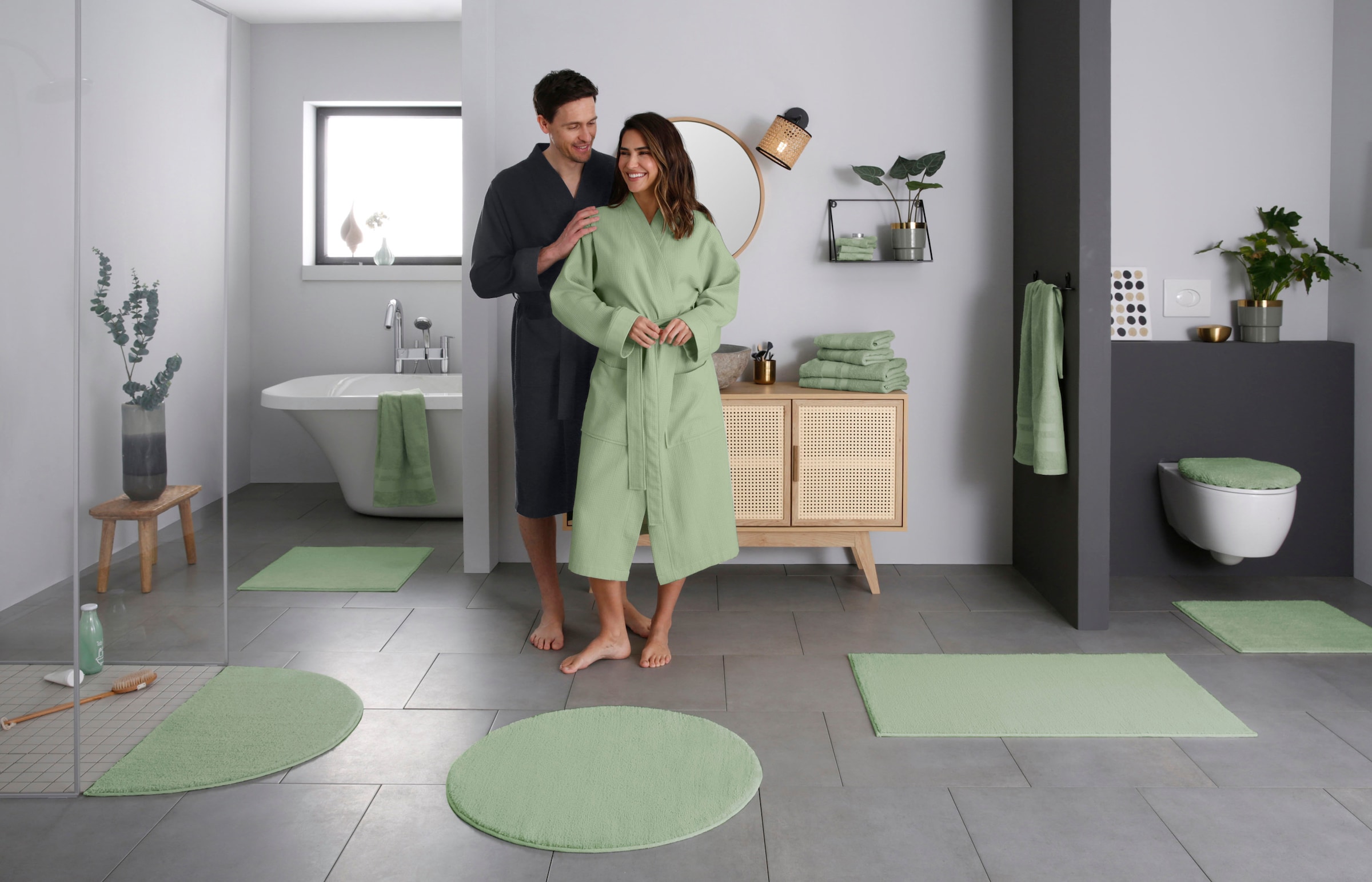 my home Badematte »Vanessa, Badvorleger, Badezimmer Teppich«, rutschhemmend beschichtet, schnell trocknend-fußbodenheizungsgeeignet-strapazierfähig, Badteppich, weiche Haptik, unifarben