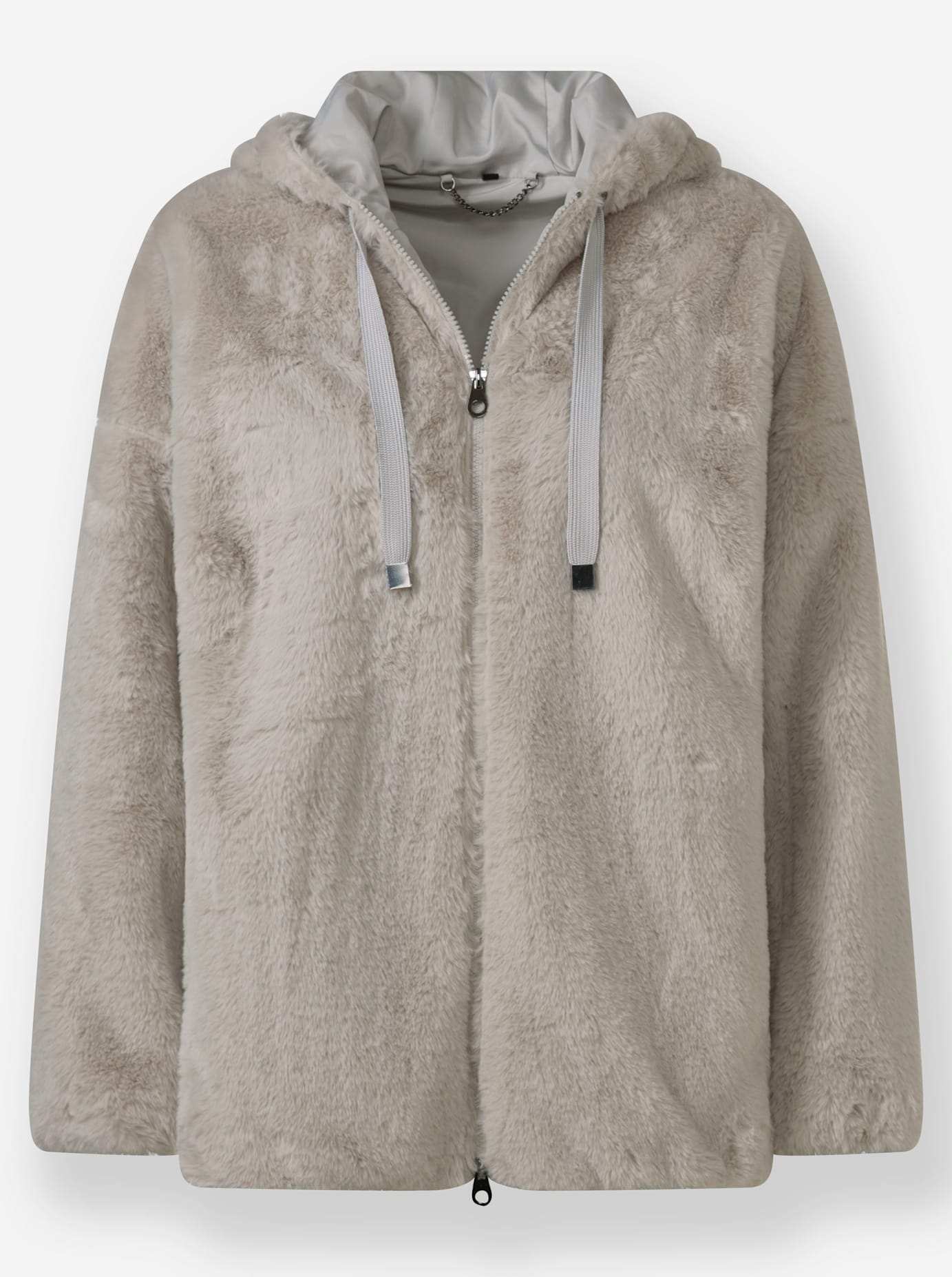 Inspirationen Fellimitatjacke, mit Kapuze