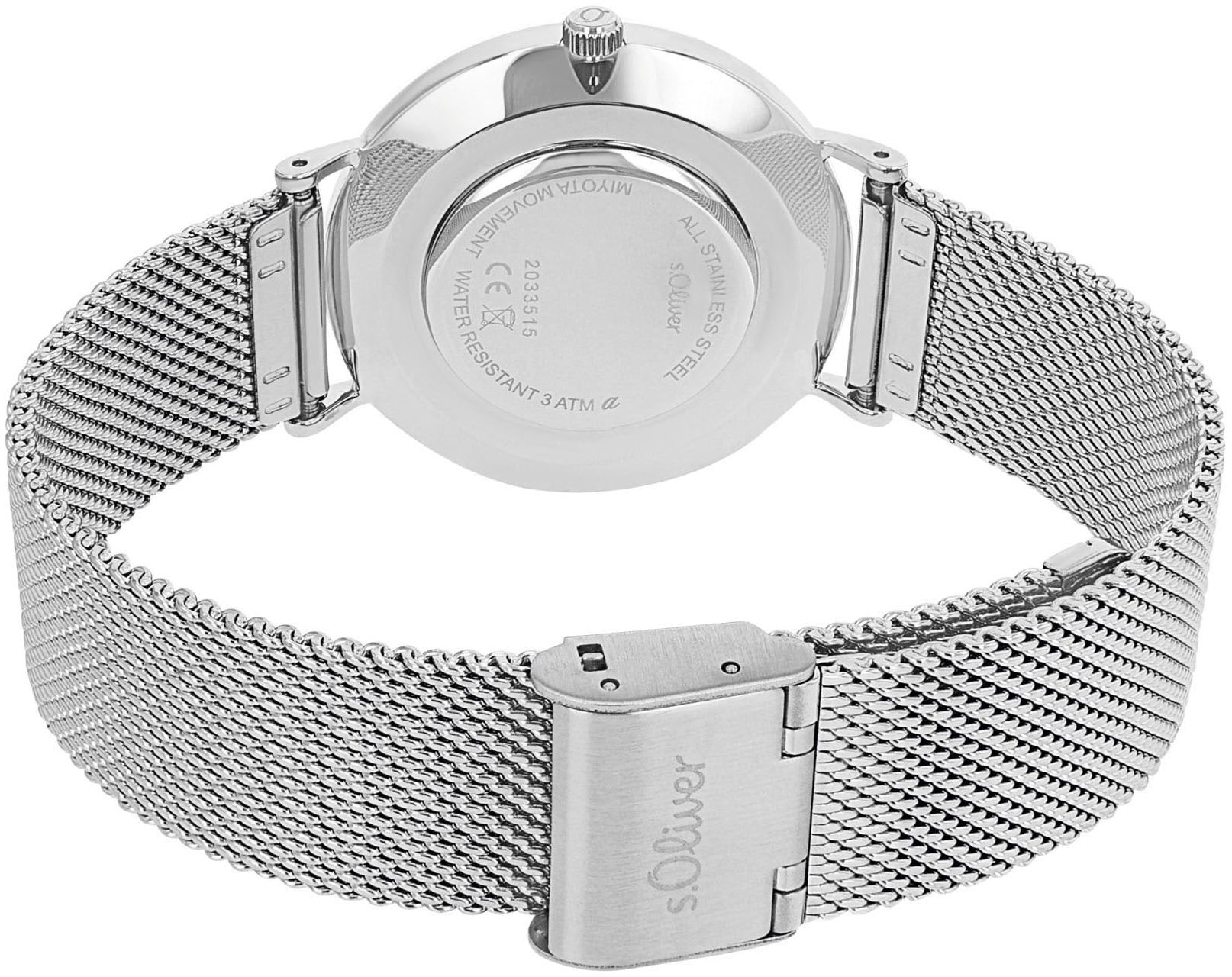 s.Oliver Quarzuhr, Armbanduhr, Damenuhr, analog, Edelstahlarmband