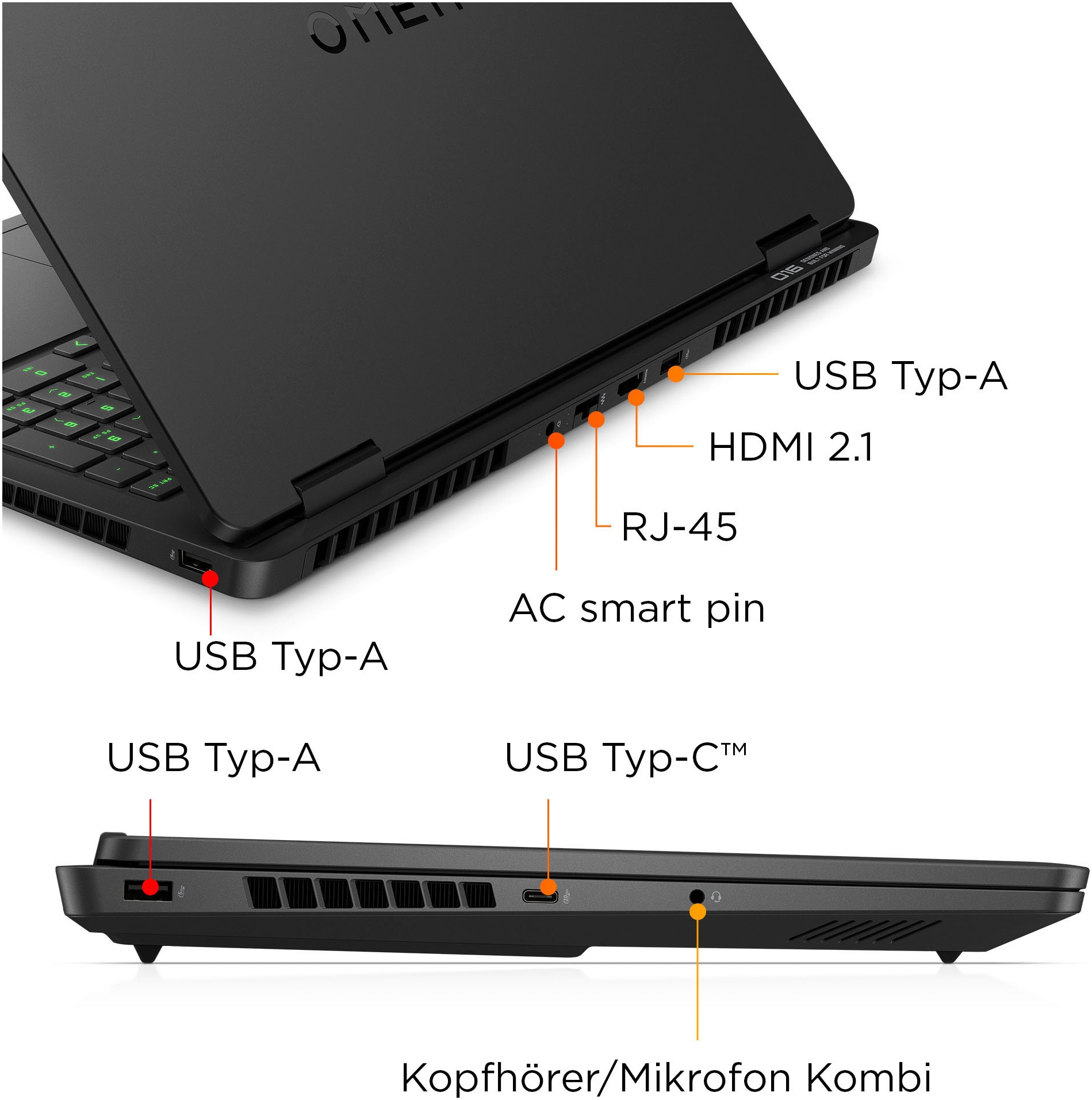 HP Gaming-Notebook »Omen 16-ap0051ng« 40,6 cm / 16 ″ AMD Ryzen™ AI 5 GeForce RTX 5050 512 GB SSD