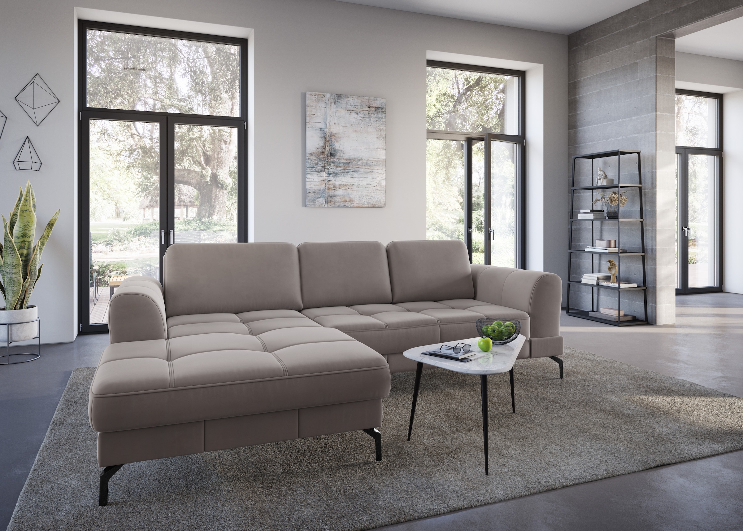 sit&more Ecksofa "Bendigo L-Form" inklusive Sitztiefenverstellung, Bodenfreiheit 15 cm, 2 Fußfarben