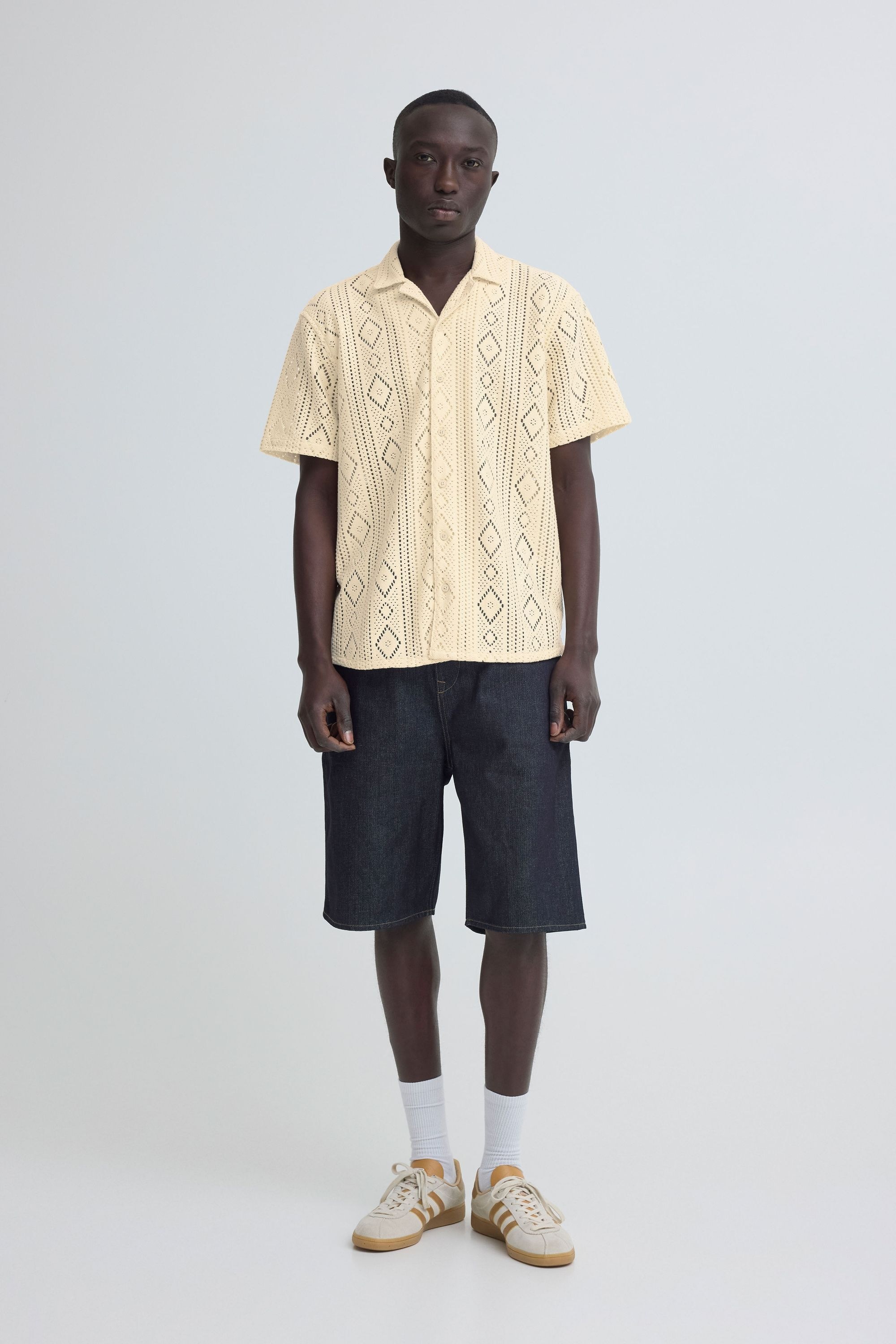 Blend Kurzarmhemd »BHAkon« Sommerliches Kurzarmhemd mit Lochstrickmuster