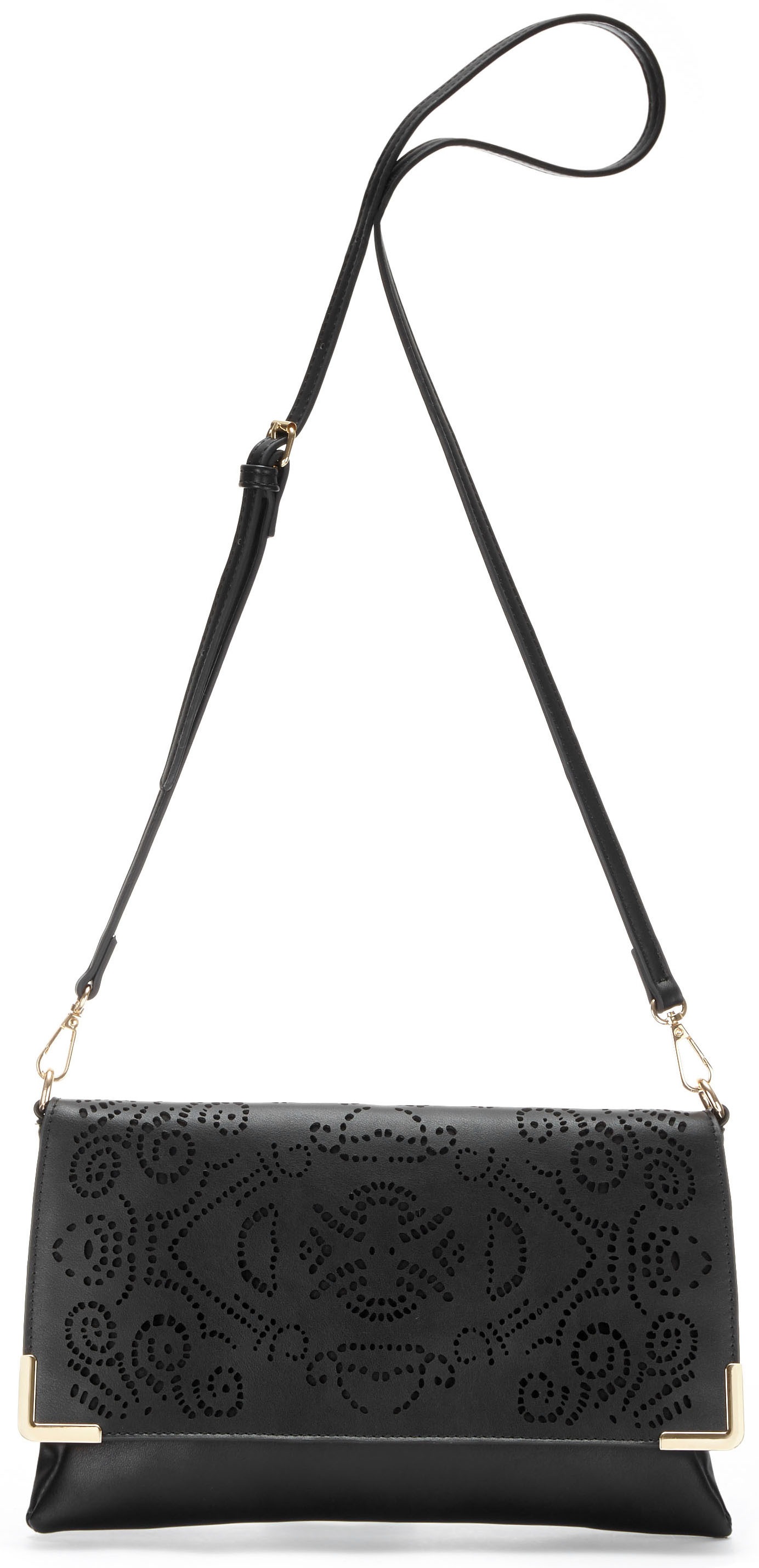 Umhängetasche VIVANCE "Clutch", Damen, Gr. B/H/T: 30cm x 19cm, schwarz, Lederimitat, unifarben, Taschen Umhängetasche, Abendtasche, Minibag, Handtasche, Schultertasche, Crossbody Bag VEGAN 3