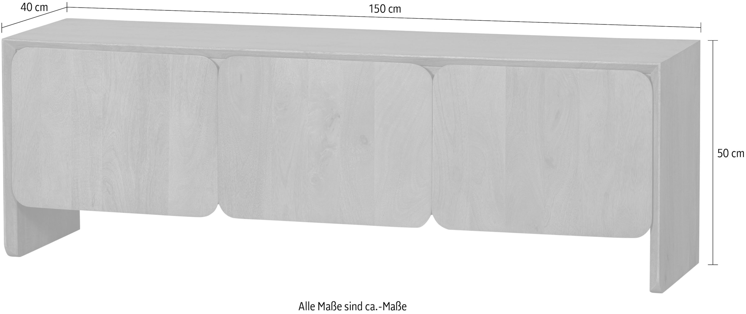 WOOOD Lowboard »Jerre TV-Kommode«, Kommode aus Mangoholz, H 50 cm x B 150 cm x T 40 cm