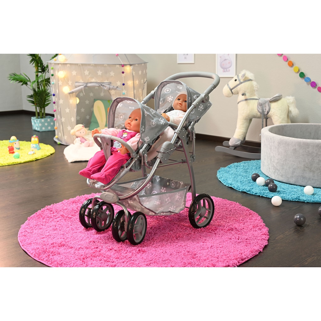 Knorrtoys® Puppen-Zwillingsbuggy »Milo - Royal Grey«