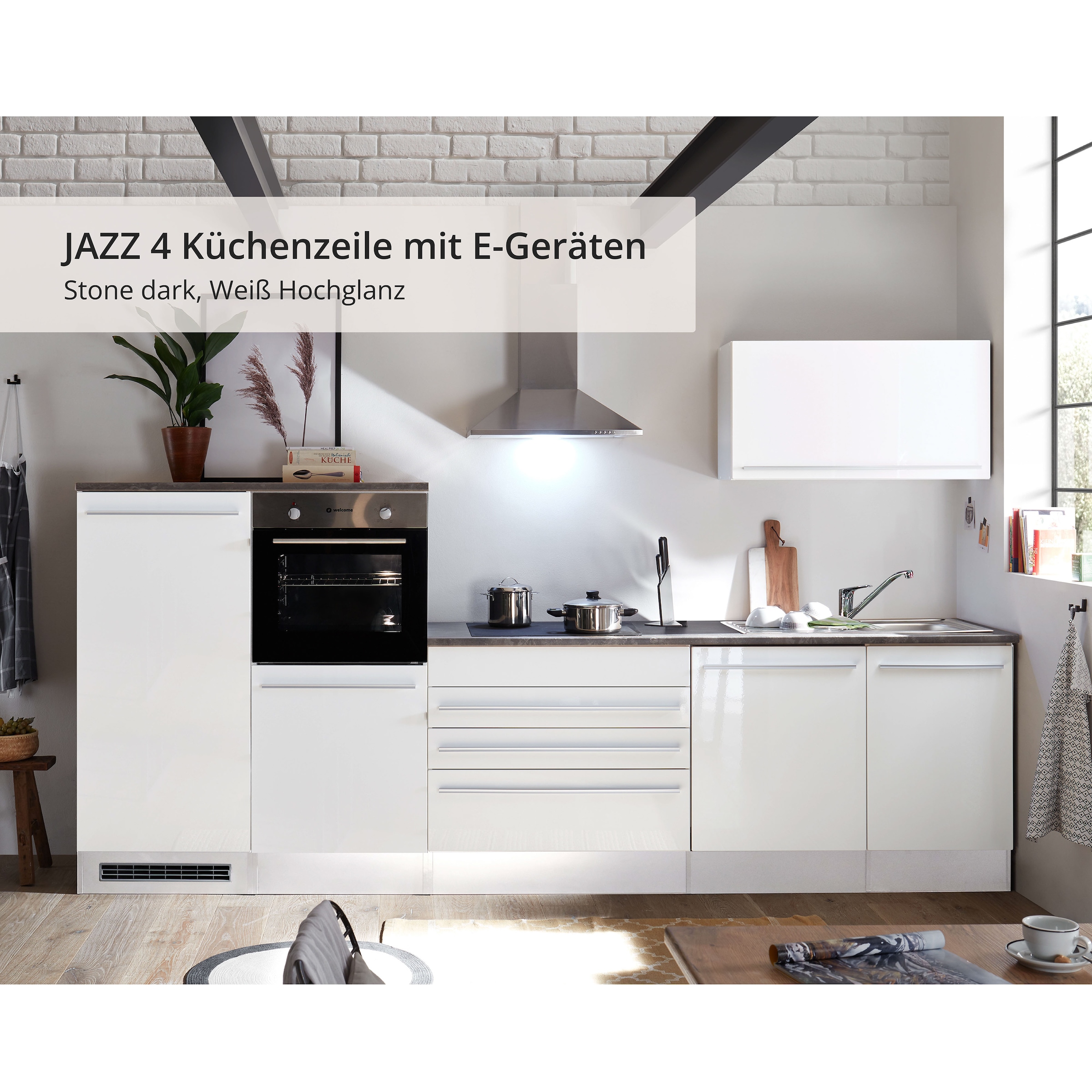 BASIC by Balculina Küchenzeile »Jazz«, Breite 320 cm, wahlweise mit E-Geräten