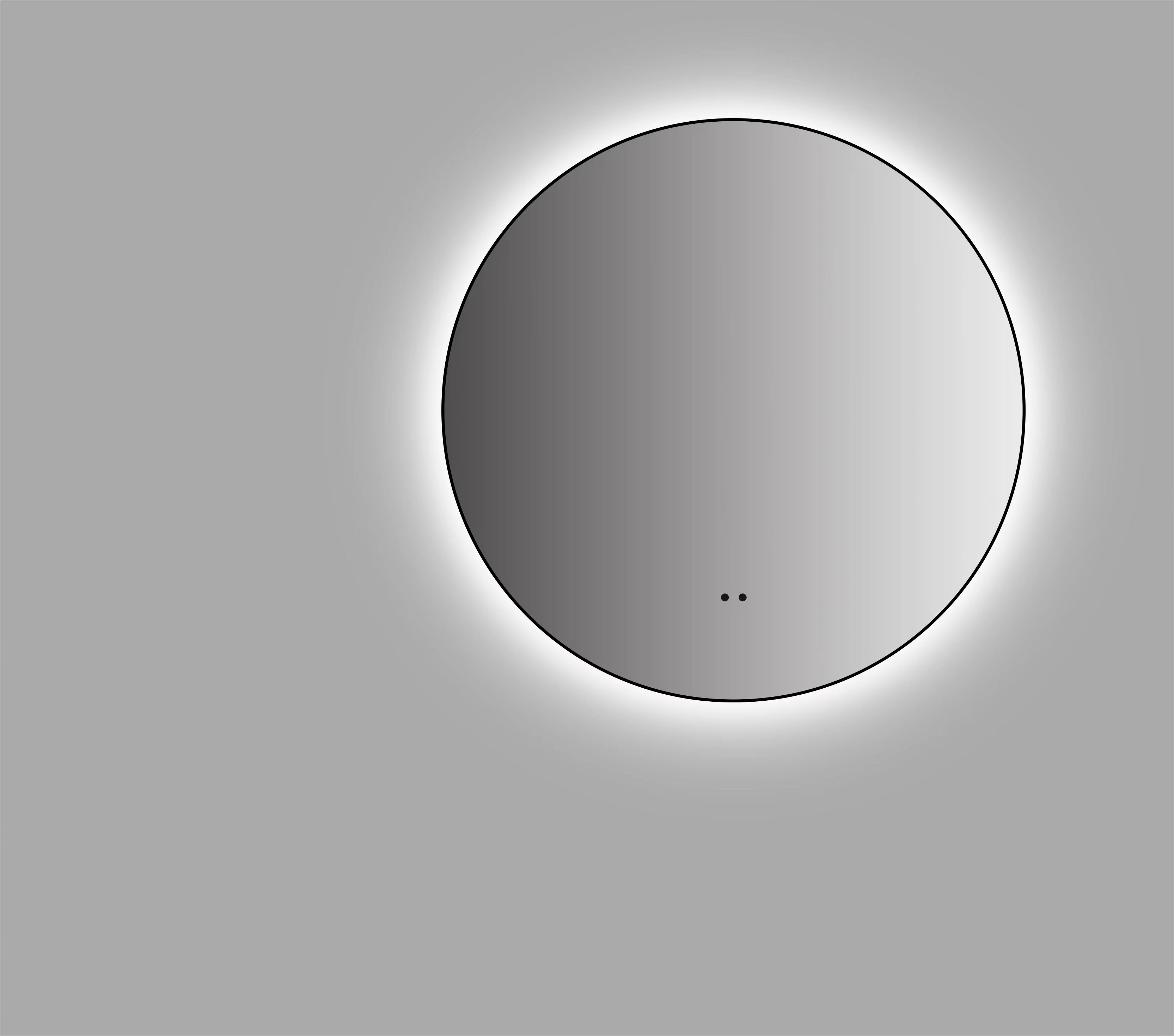 Spiegel TALOS, B:50cm H:50cm T:2,5cm, schwarz, Aluminium, Spiegel, "TALOS VERONA", Hand Wave Sensor, Shine in matt, Ø50 cm