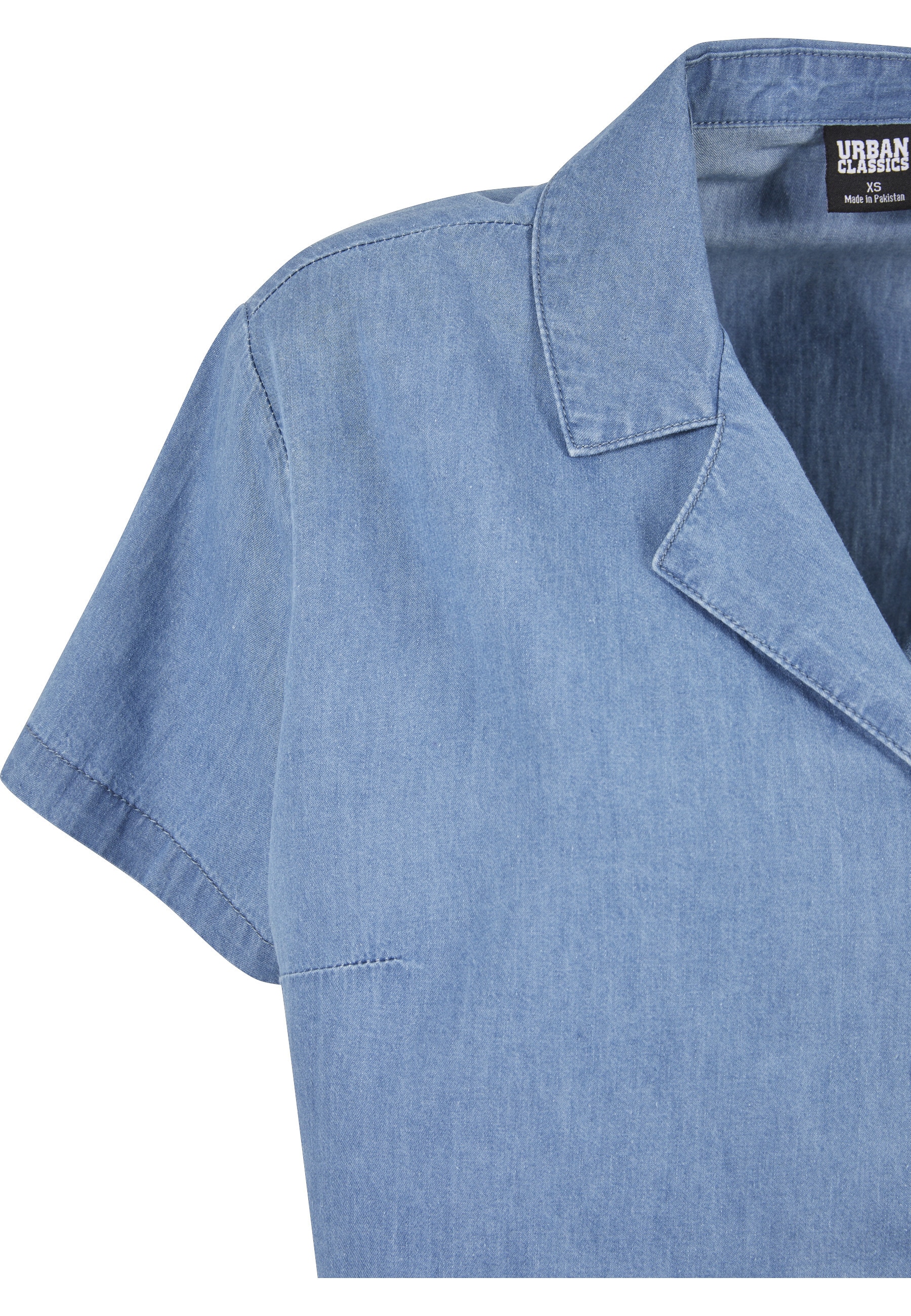 URBAN CLASSICS Blusenshirt »Urban Classics Damen Ladies Light Denim Resort Shirt« 1 tlg.