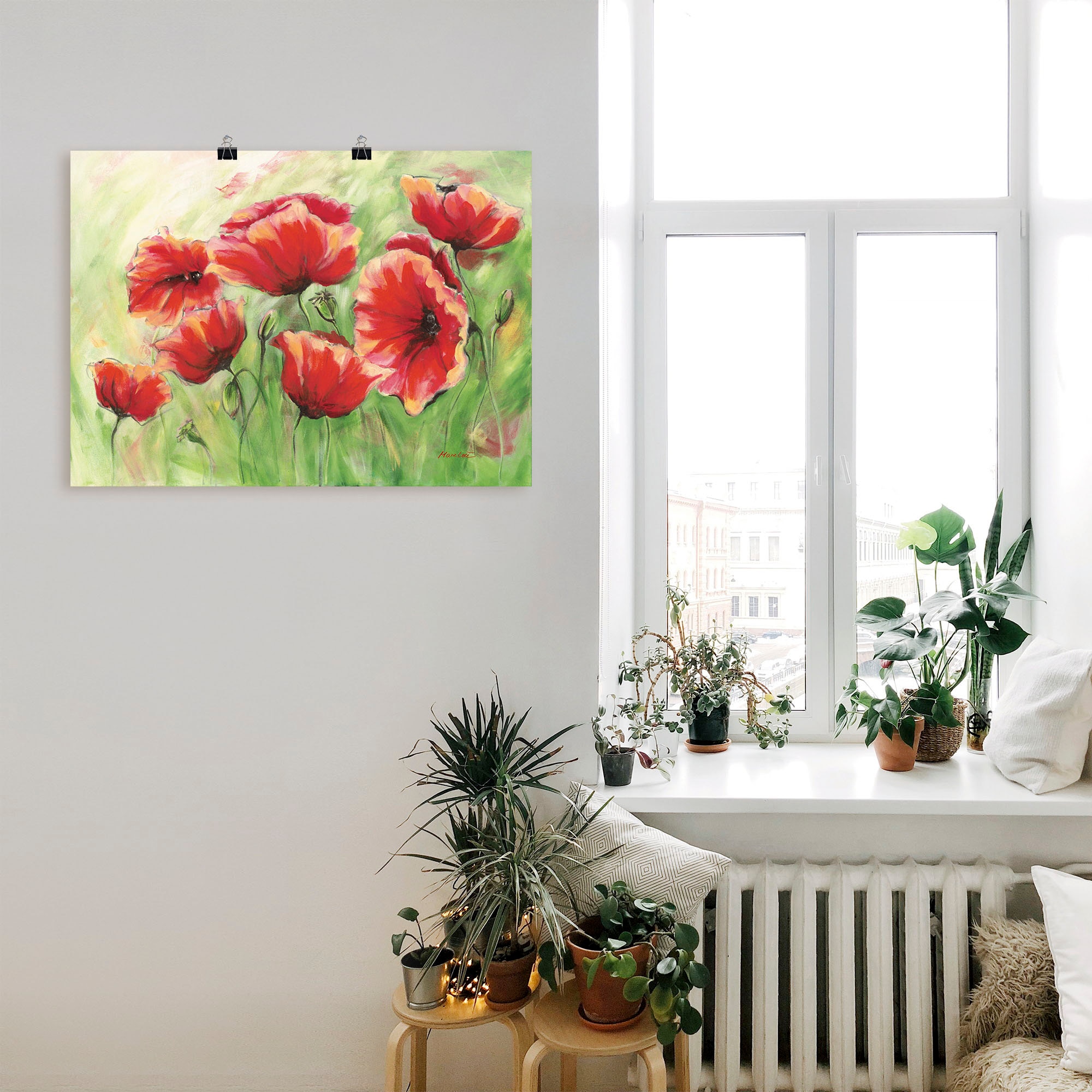 Artland Wandbild »Rote Mohnblumen II«, Blumen, (1 St.), als Leinwandbild, Poster in verschied. Größen