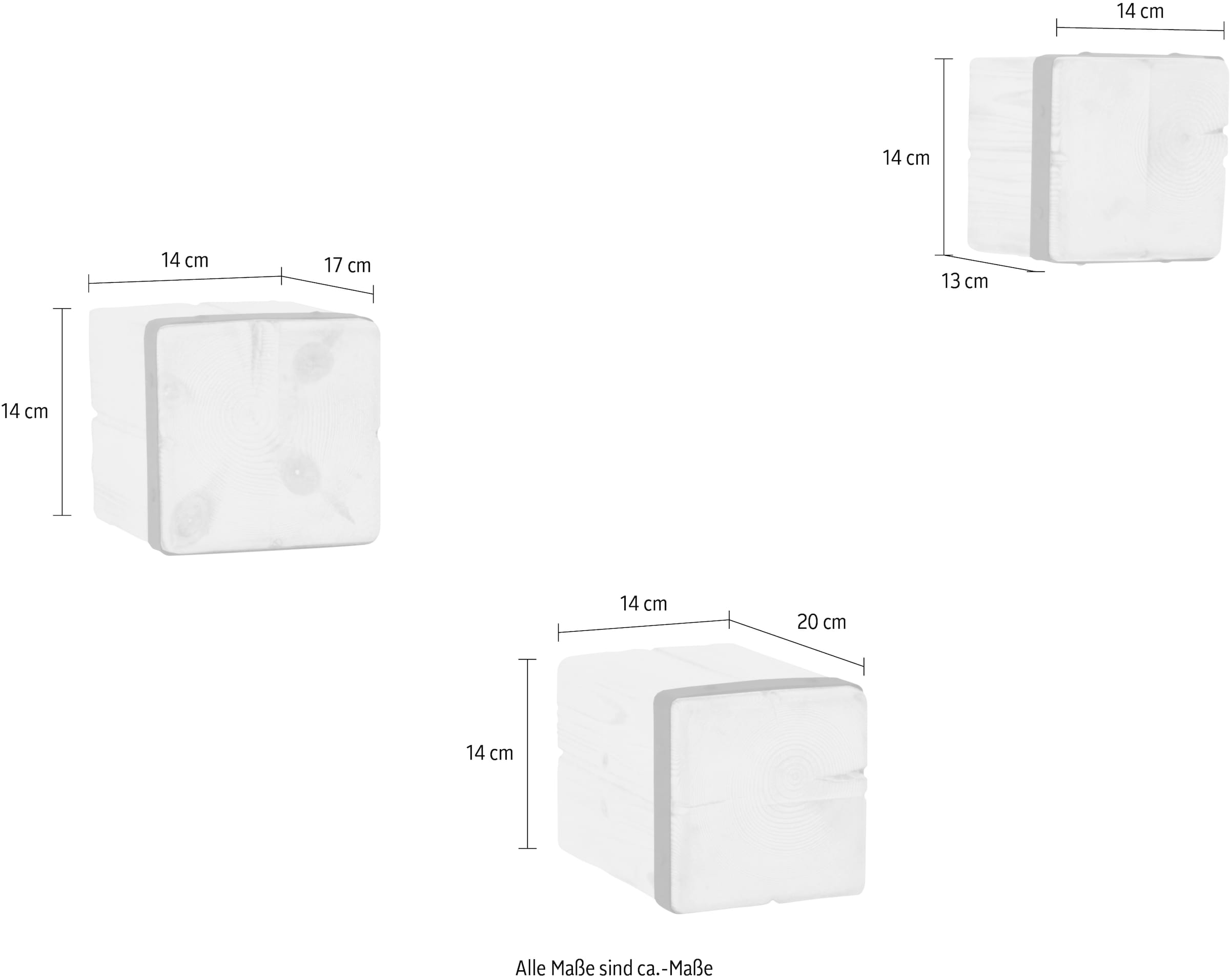 3-tlg. | LIVING Deko-Wandregal, (Set, 3 Wanddeko MORE aus HOFMANN Dekoregal, St., BAUR kaufen Tannenholz, AND Set),