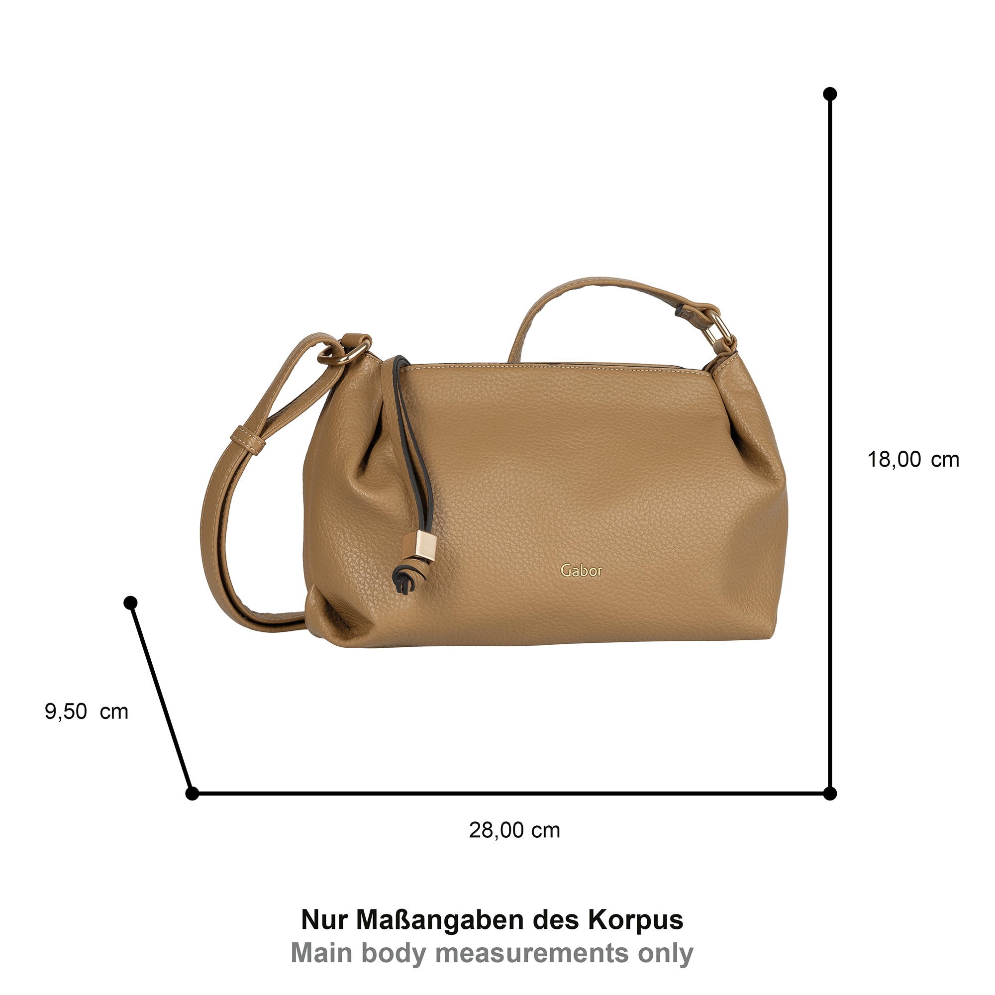 Gabor Umhängetasche »Telia«, dezente Falten, eleganter Reißverschlusszipper mit goldenem Zierkubus
