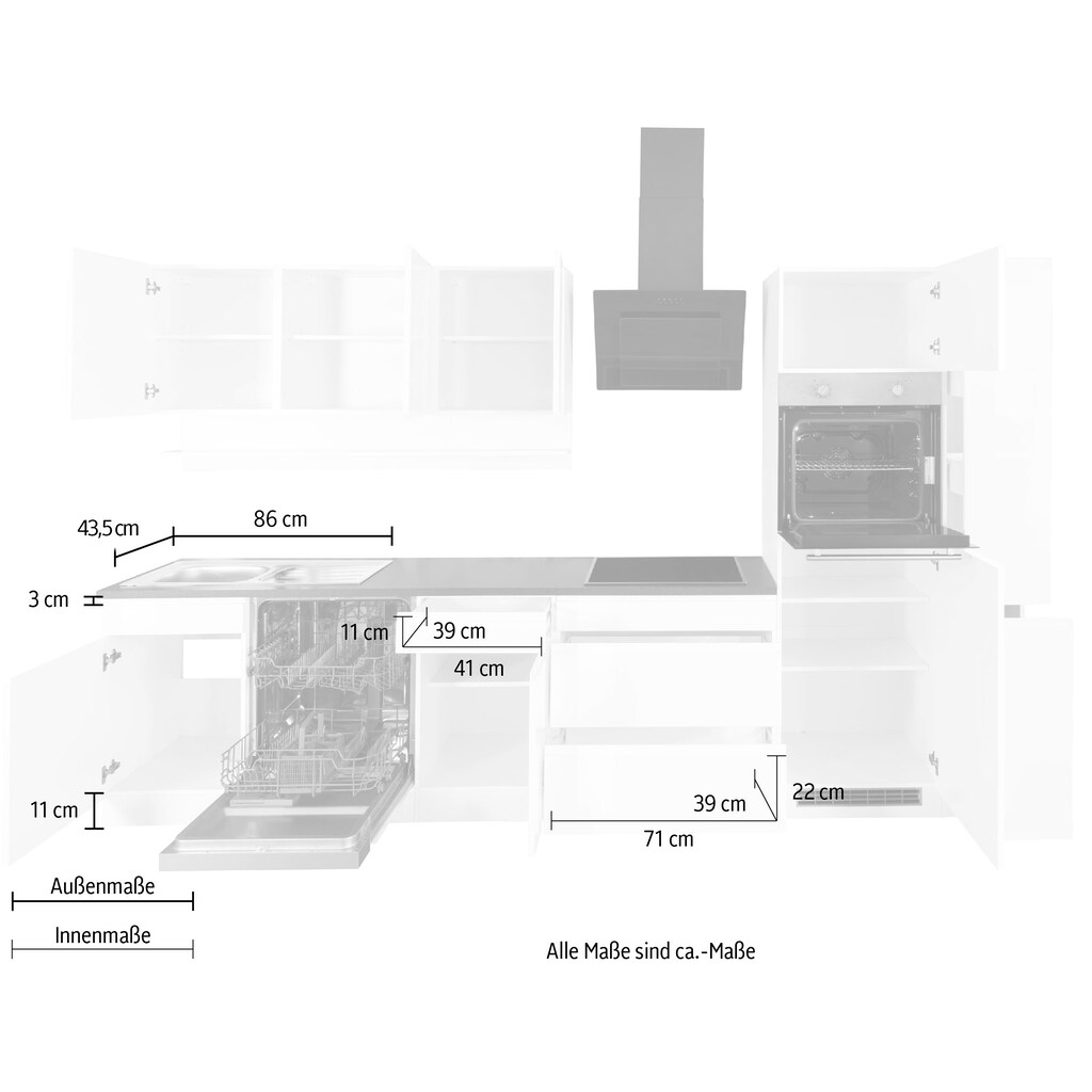 Kochstation Küche »KS-Virginia«, Breite 330 cm, mit E-Geräten