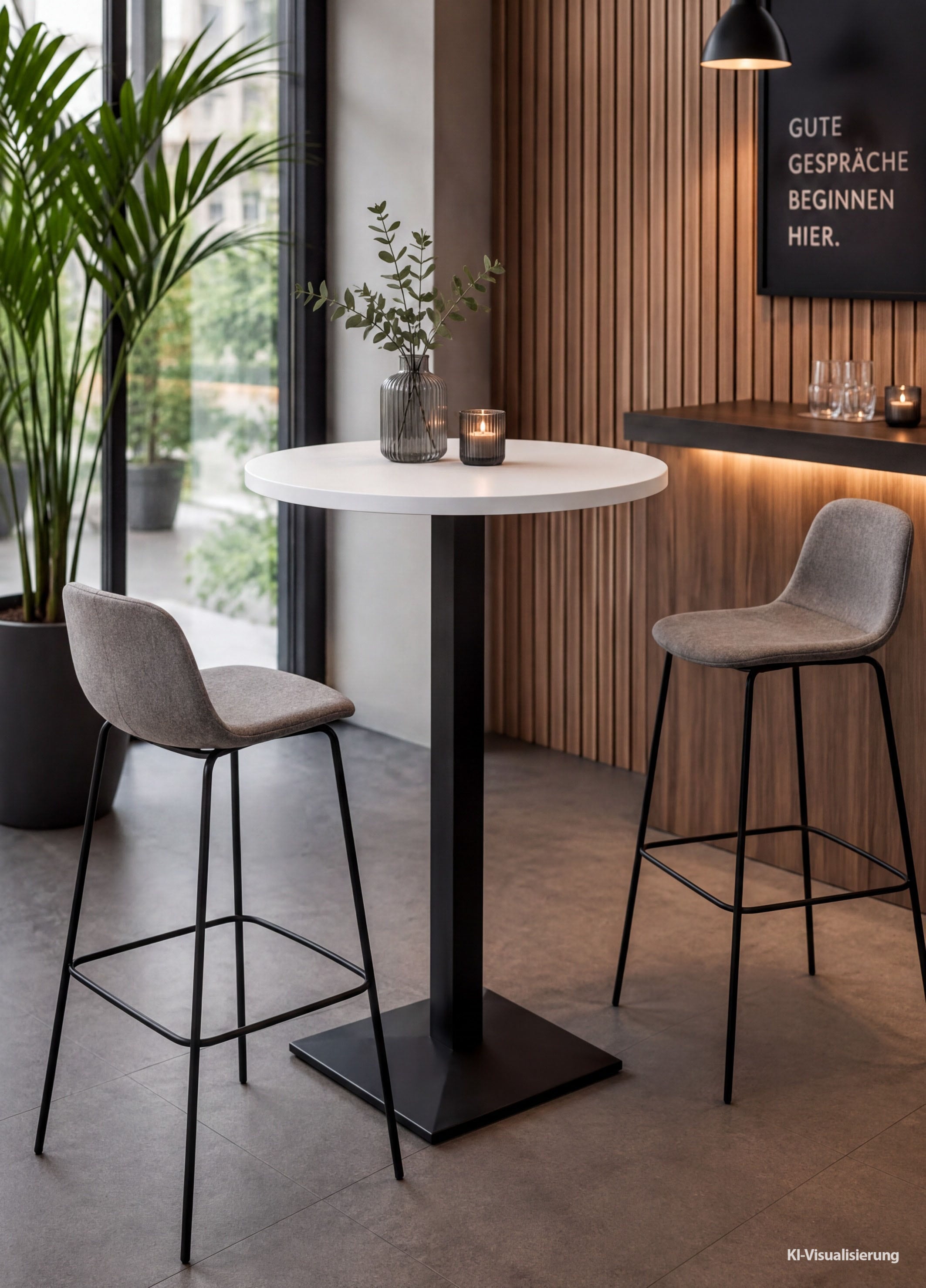 Mäusbacher "Big Bistro Metall" Quadrat-Säulengestell, runde Platte Ø 70 cm x H 105 cm