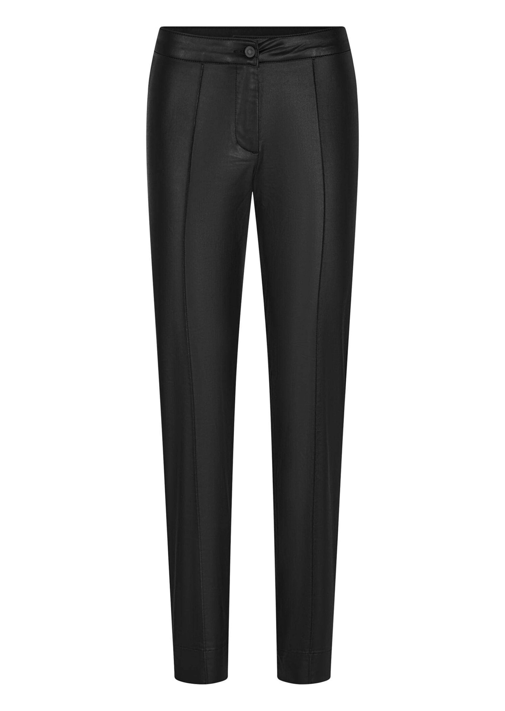 GOLDNER Stoffhose "Kurzgröße Slim Fit Leder-Hose Bella, hoher Bund" Biesennaht