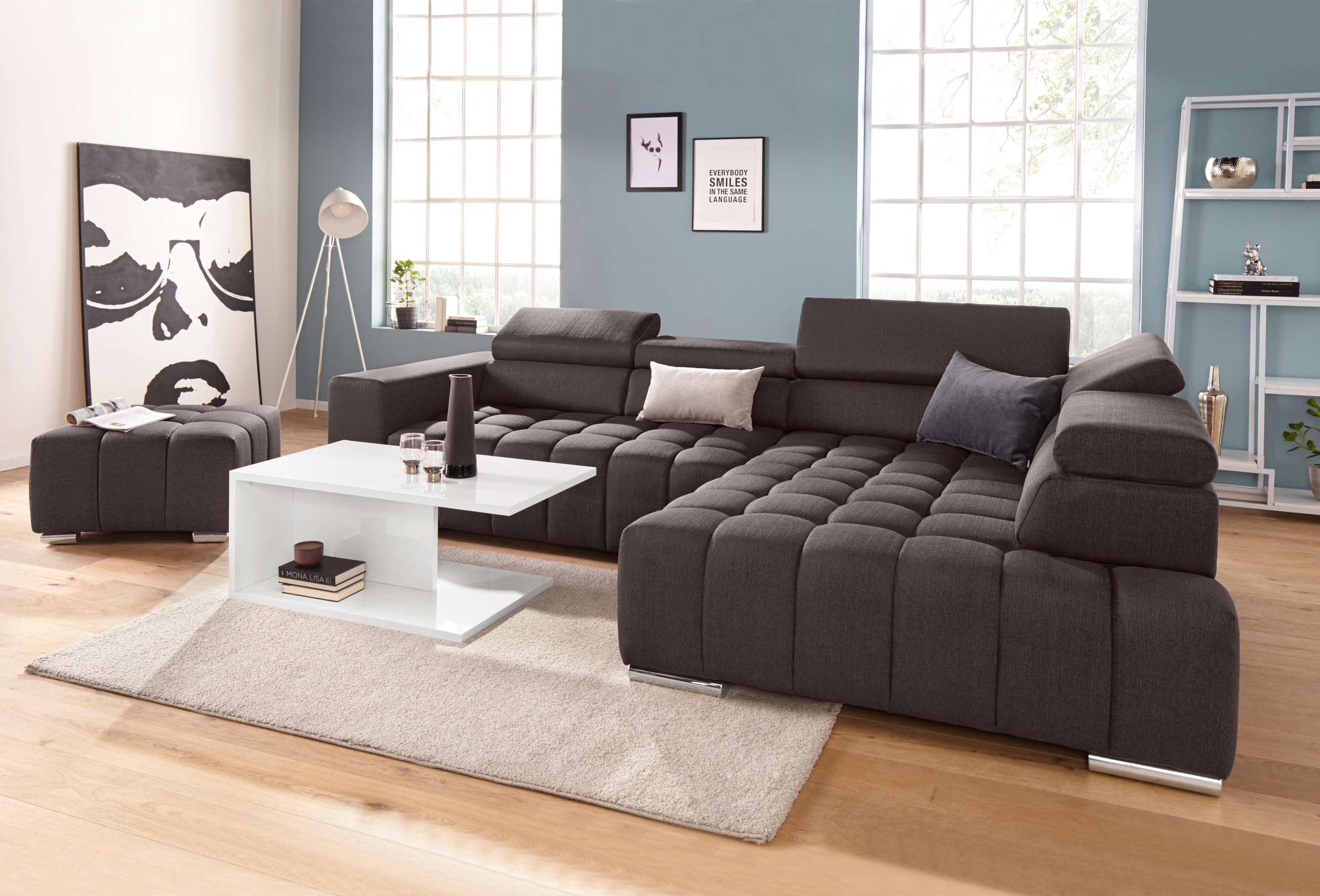 Thumbnail - exxpo - sofa fashion Ecksofa "Elias, aktuelle Kreuzsteppung im Sitz, bequem, L-Form" mit Kopf- bzw. Rückenverstellung, w...
