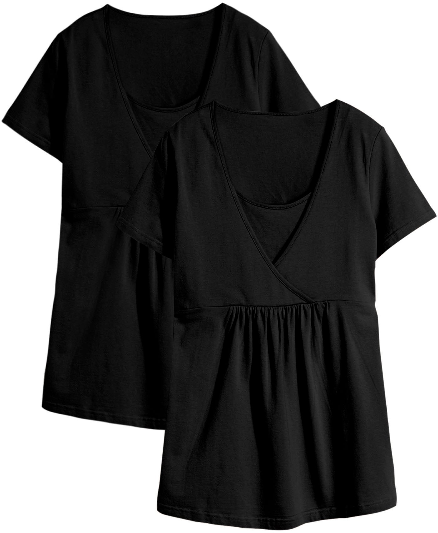 bonprix "2-in-1 Umstands- und Stillshirts (2er Pack?)" Packung, 2 Stk. figurumspielende Passform, mit Wickelschnitt