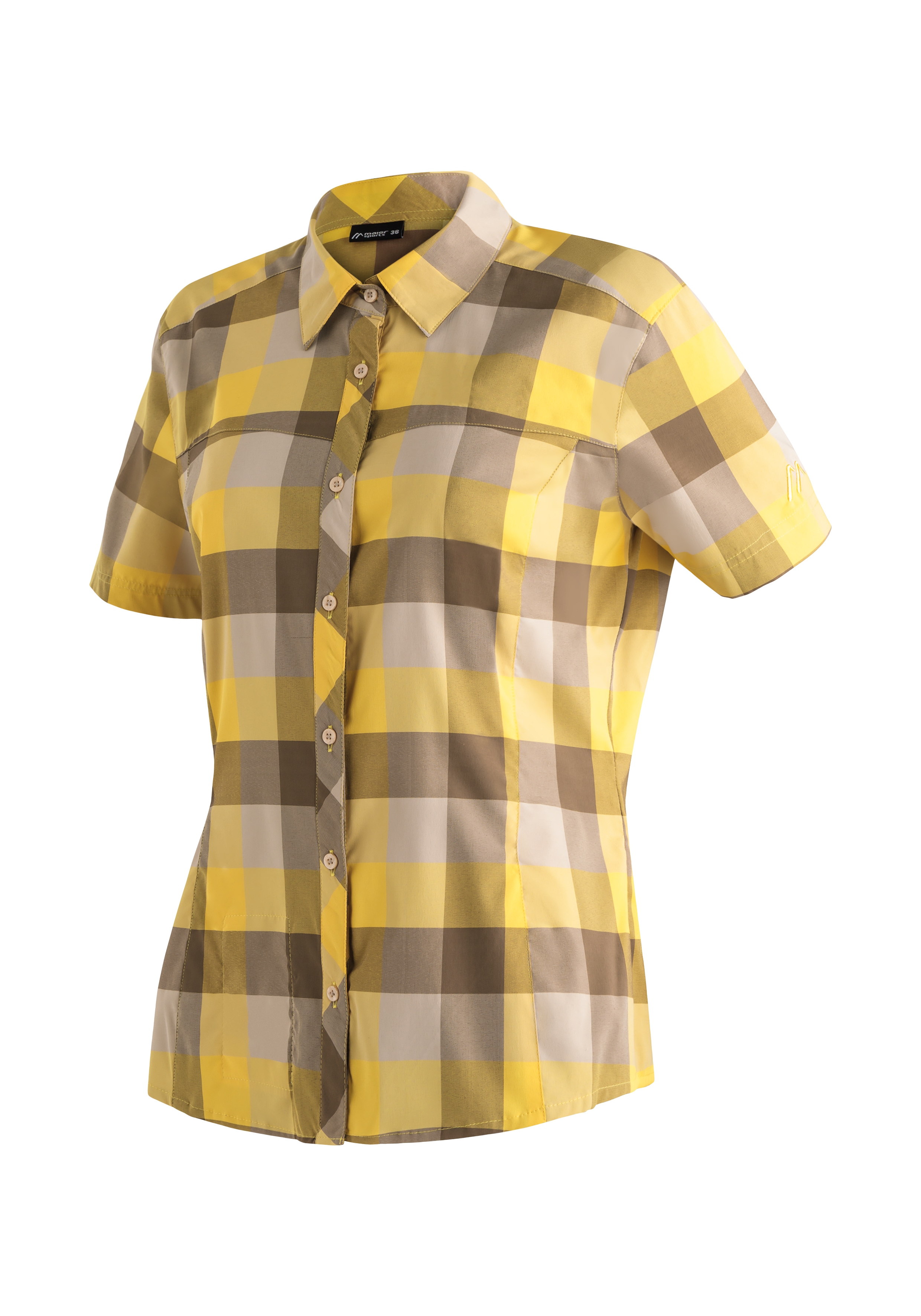 Maier Sports Funktionsbluse "Kendra S/S W" Damen Bluse, leichte Kurzarmbluse, Blusen-Shirt, Karobluse, Reg Fit