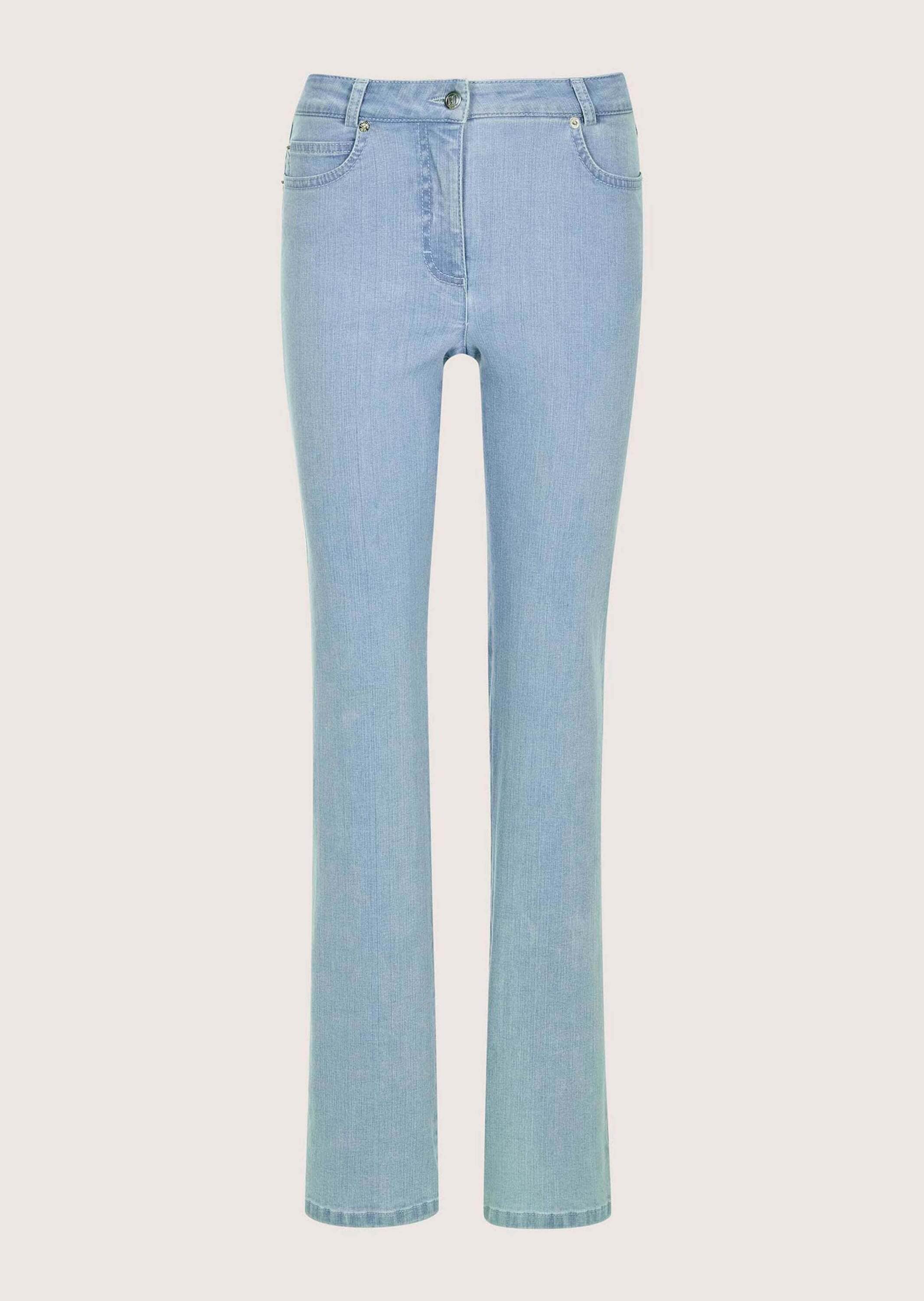 MADELEINE Regular-fit-Jeans "Denimhose Schmale Jeans im Five-Pocket-Style" Mit "M"-Stickerei auf der Gesäßtasche