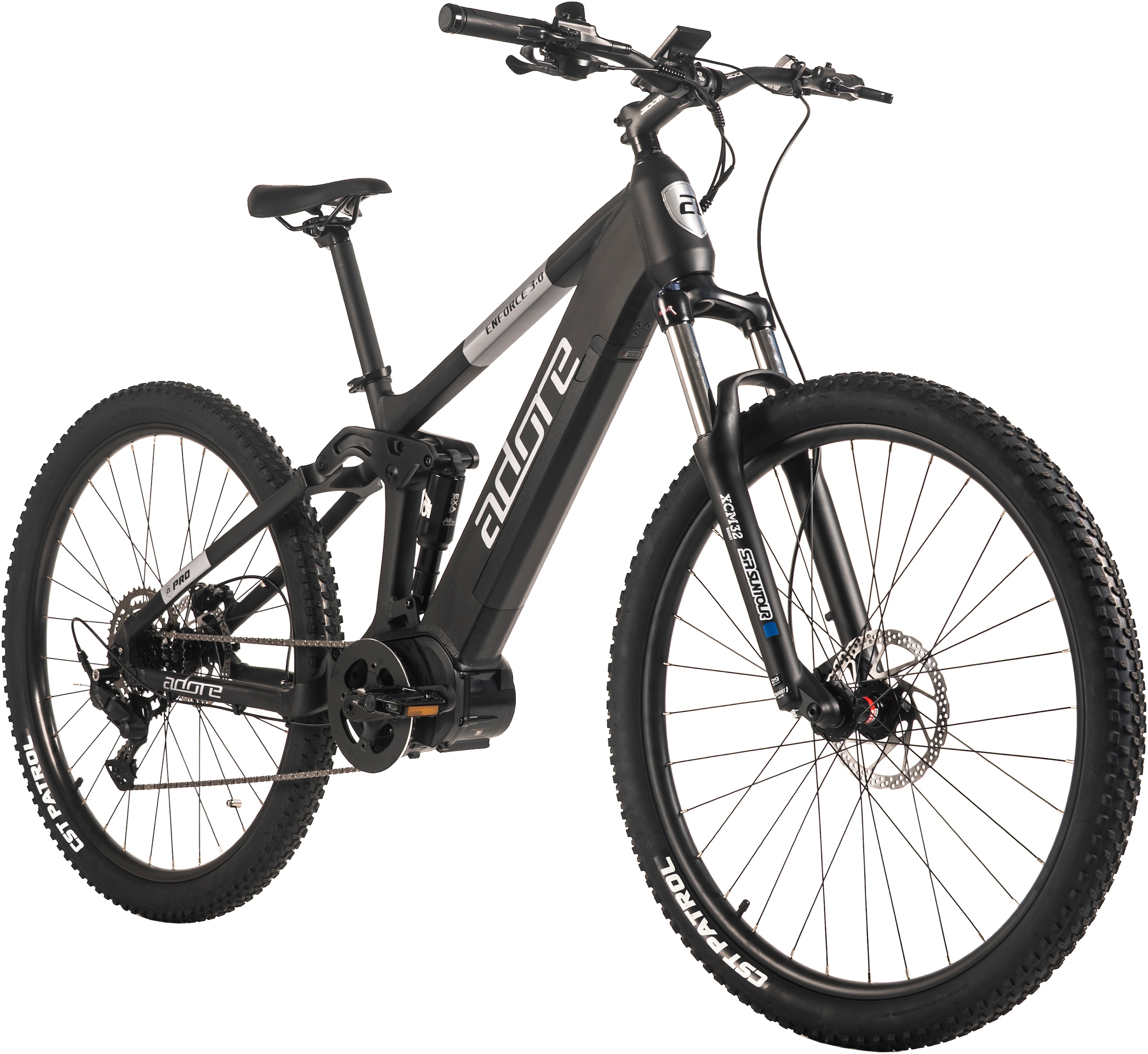 Adore E-Bike »Fully 29" Enforce 3.0 Mittelmotor 130NM / 15Ah Schwarz matt«, 9 Gang, Shimano, Cues, Mittelmotor 250 W
