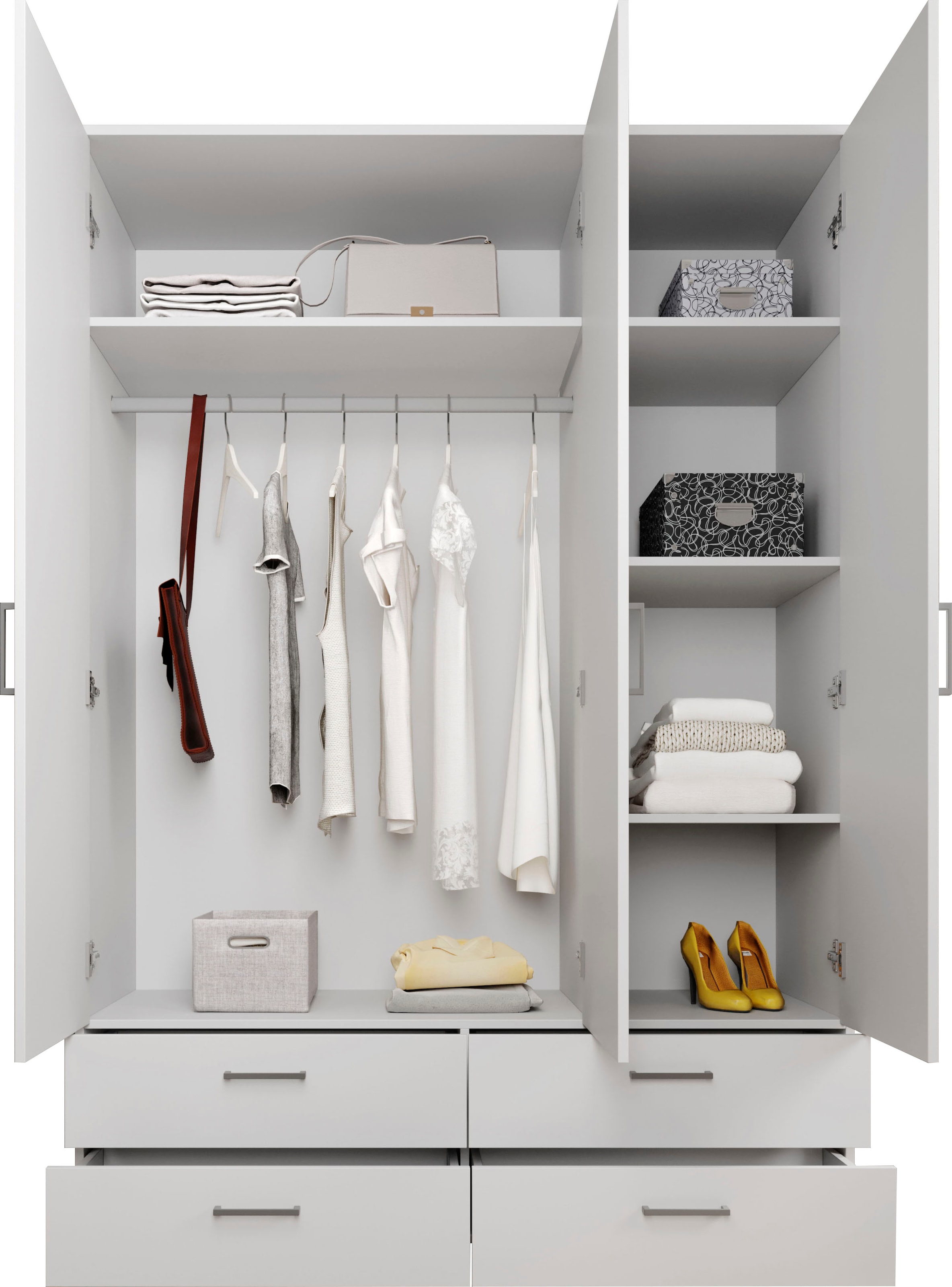 Schlafkontor Drehtürenschrank »Spazio«, weiß, Schlafzimmerschrank mit Spiegel