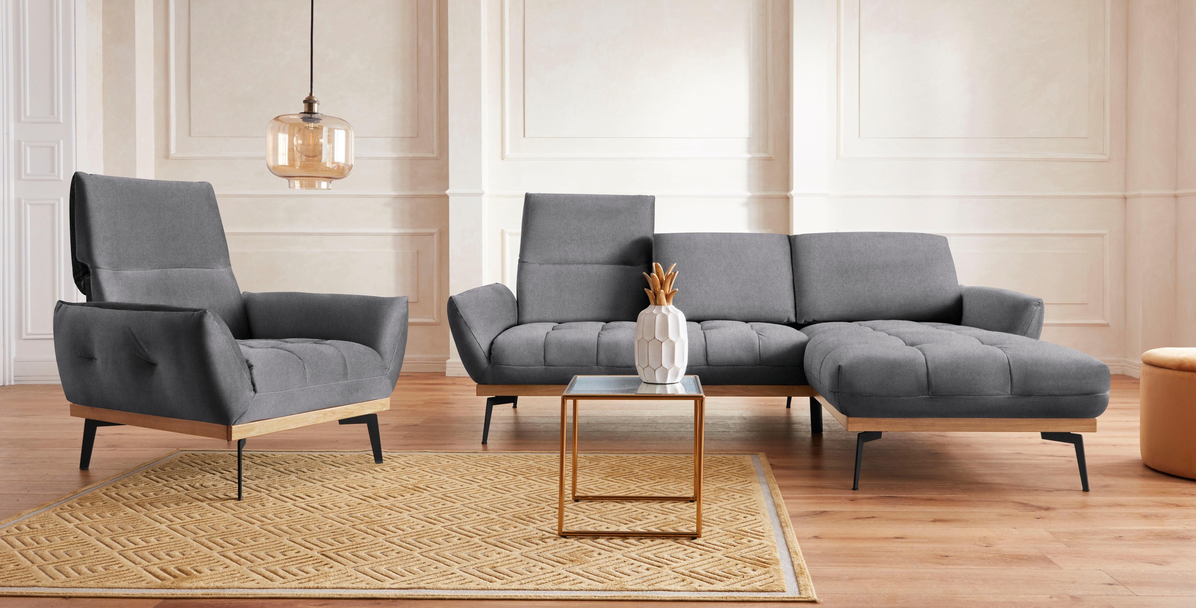 exxpo - sofa fashion Ecksofa »Palic, inkl. Rückenverstellung, bequem, elegant, Breite 245cm, L-Form«