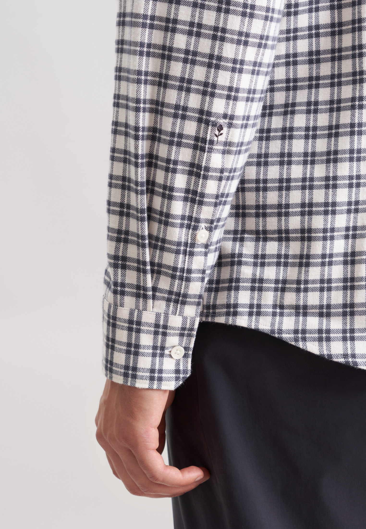 seidensticker Flanellhemd Slim 1/1 Button-Down-Kragen Karo