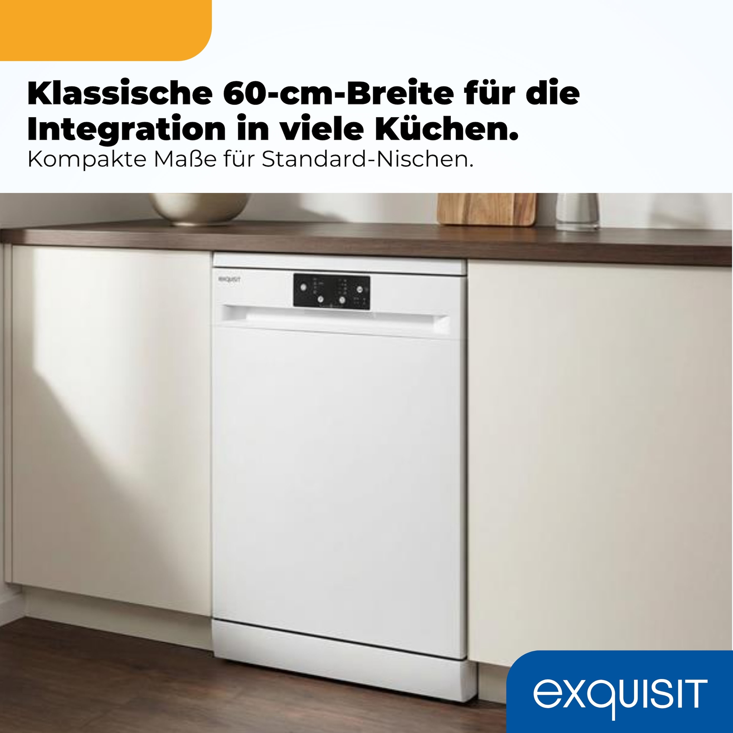 exquisit Standgeschirrspüler 9114 »GSP9114-451D weiss« 11,9 l 14 tlg. Maßgedecke 14 Maßgedecke & flüsterleise 49 dB – stark und angenehm ruhig