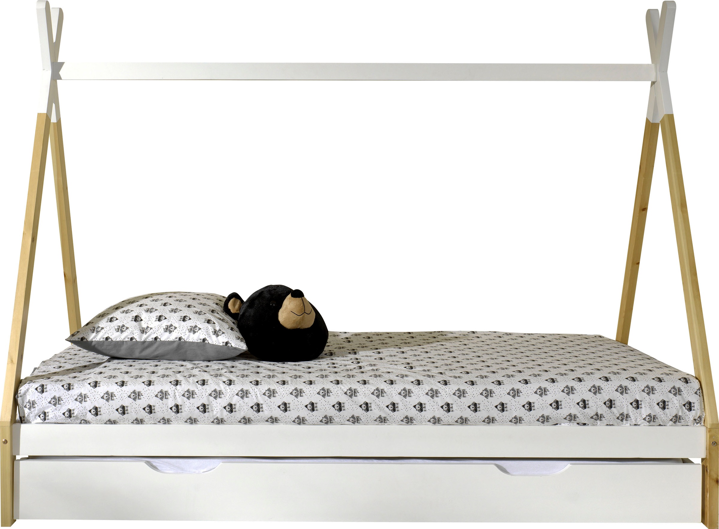 Vipack Kinderbett "TIPI, Kiefer massiv, 2-farbig lackiert, mit Rolllattenro günstig online kaufen