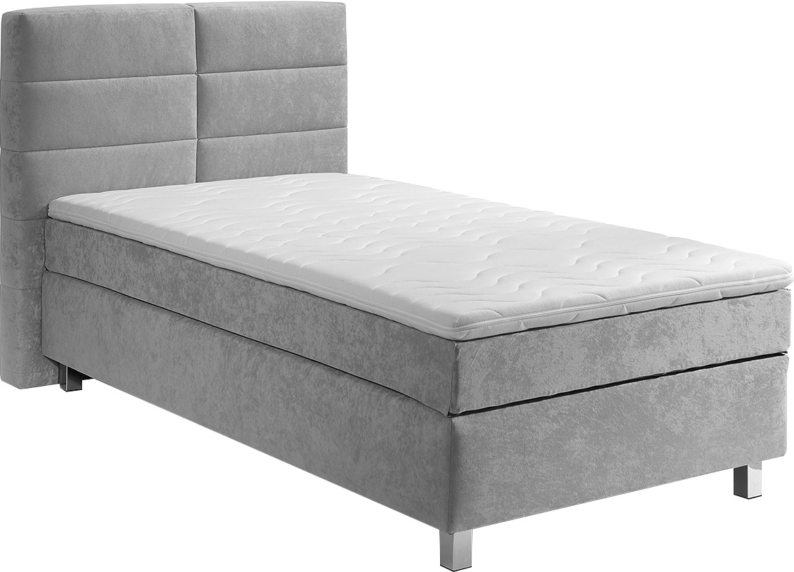 Boxspringbett, grau, B:105cm L:210cm, Bezug: 100% Polyester;Polsterung: 100% Polyester, WESTFALIA SCHLAFKOMFORT, Komplettbetten, Boxspringbett, wahlweise mit Kaltschaum-Topper 8