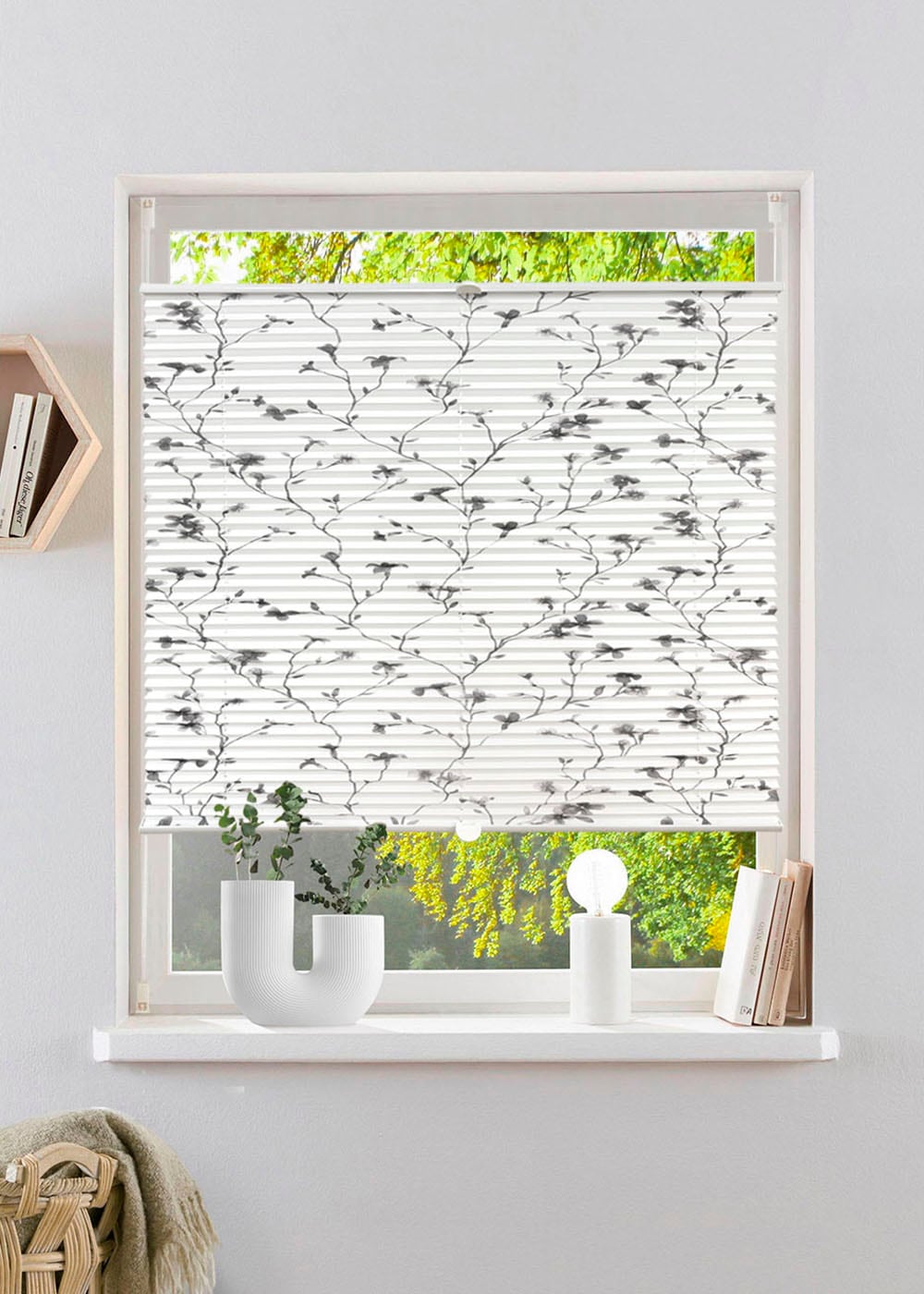 OTTO home Plissee "MINNA" Lichtschutz ohne Bohren verspannt Fixmaß mit Floralem Print, für Fenster & Tür - sehr beliebt