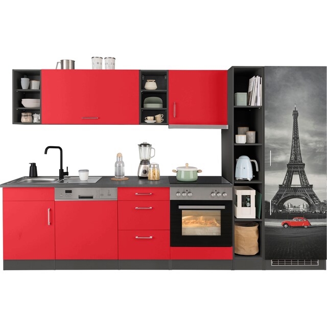 HELD MÖBEL Küchenzeile »Paris«, mit E-Geräten, Breite 310 cm, mit großer  Kühl-Gefrierkombination bestellen | BAUR