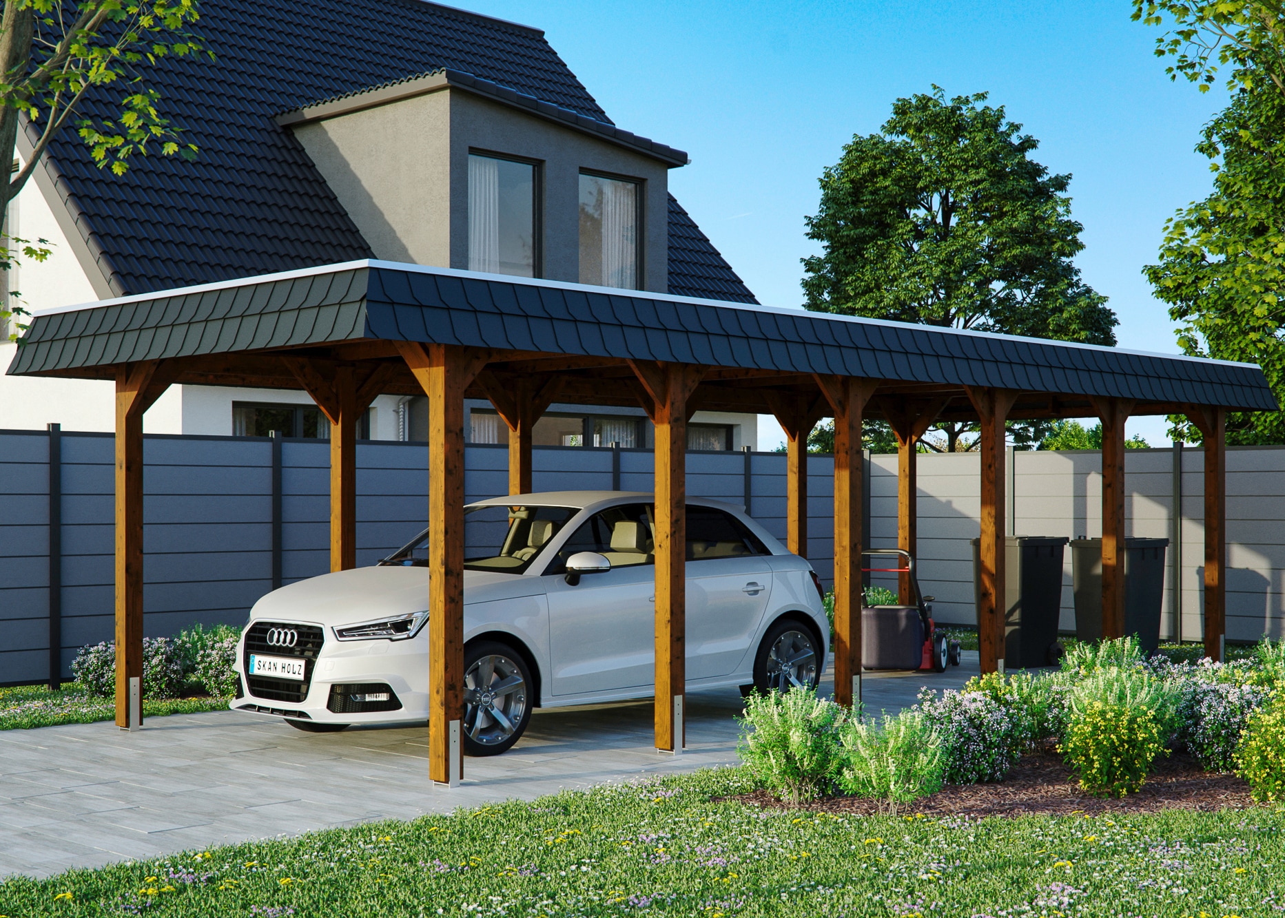 Skanholz Einzelcarport "Spreewald" Massivholz 285 cm braun