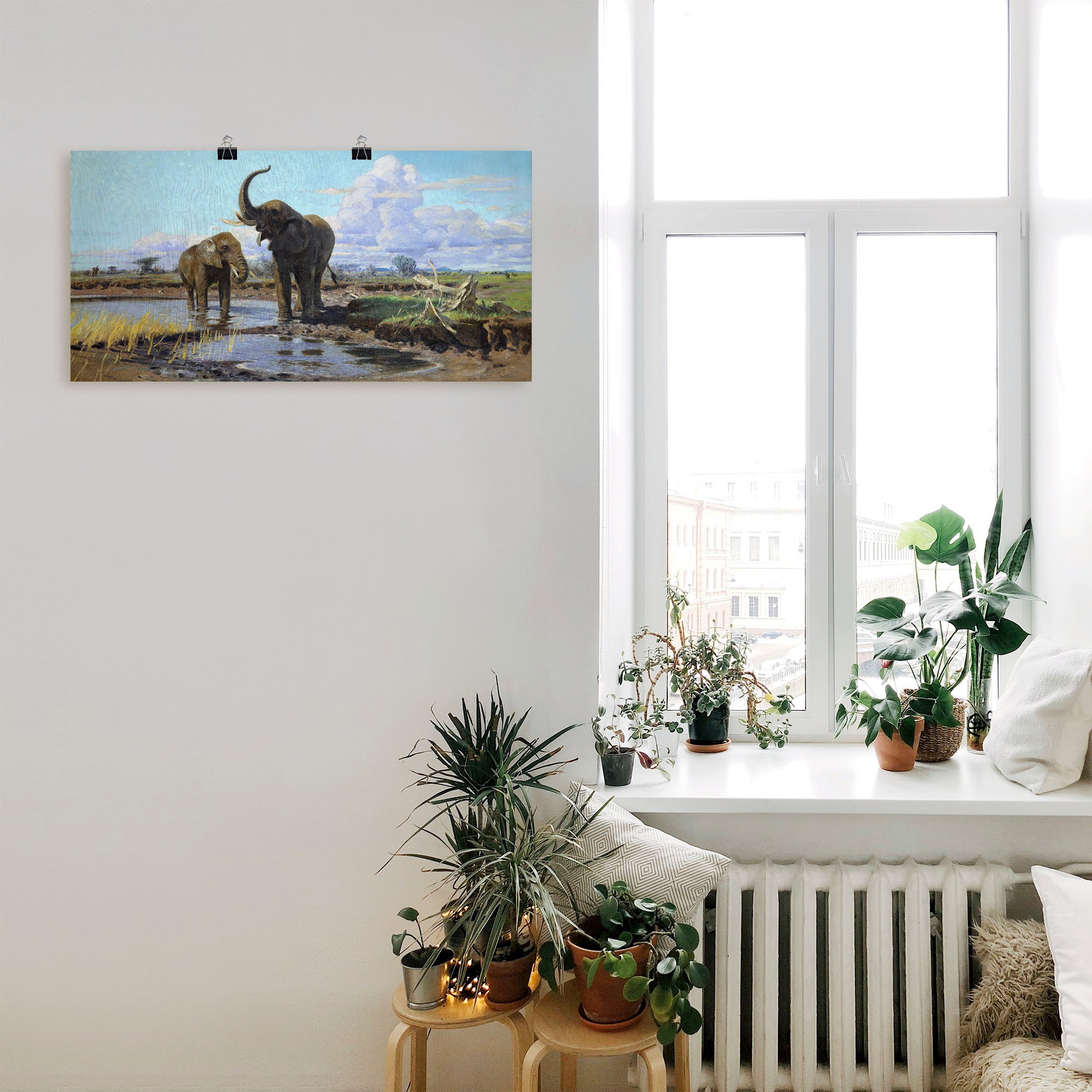 Artland Kunstdruck "Elefanten an der Wasserstelle.", Wildtiere, (1 St.), al günstig online kaufen