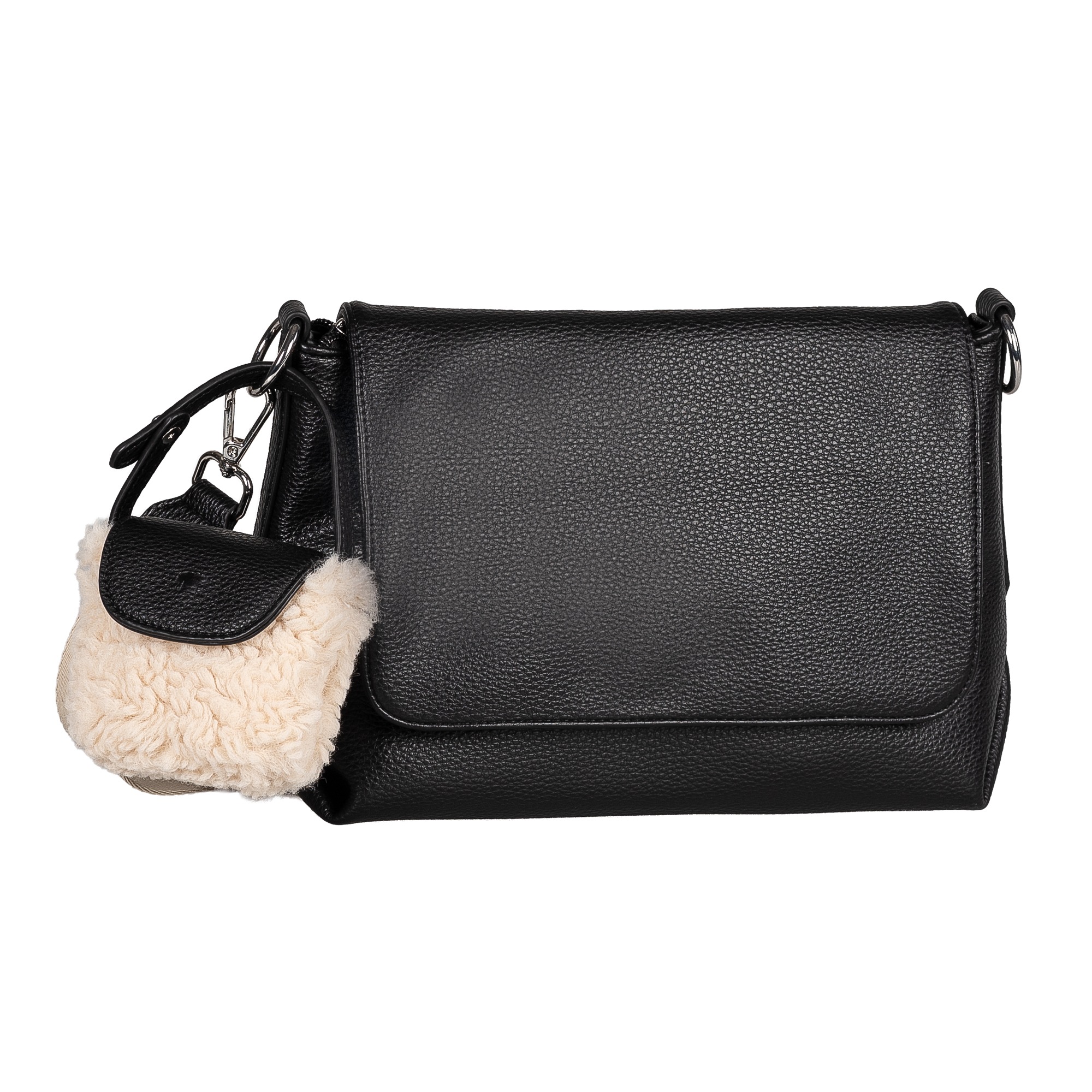 TOM TAILOR Umhängetasche "Fania" Damen Schultertasche mit Fellimitat-Anhänger