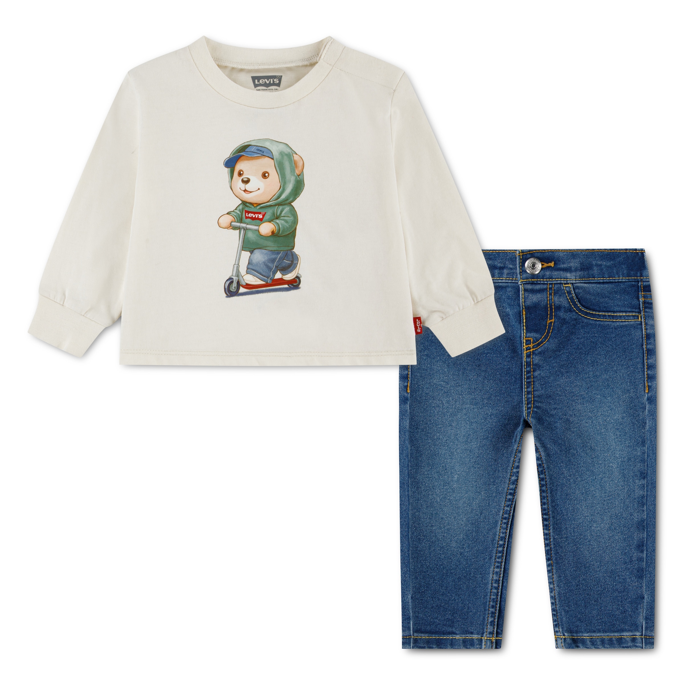 Levis Kids Langarmshirt & Hose "LVB LS & DENIM PANT SET" Set, 2 mit Bärchenprint - for Boys