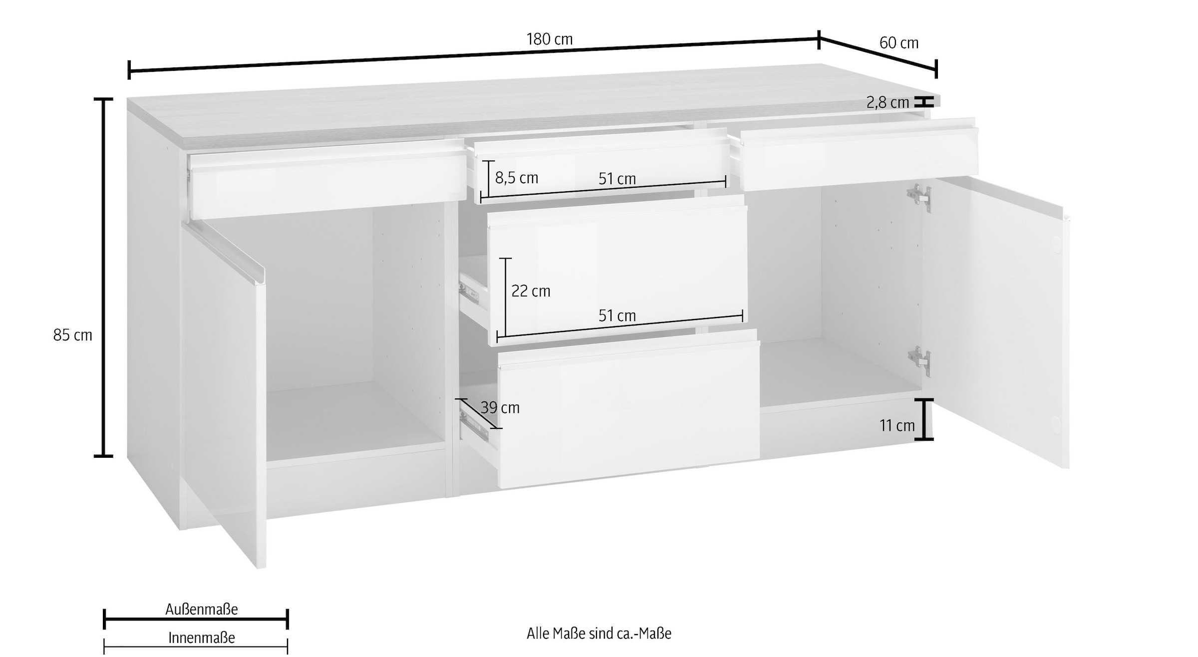 HELD MÖBEL Unterschrank »Ohio«, Breite 180 cm