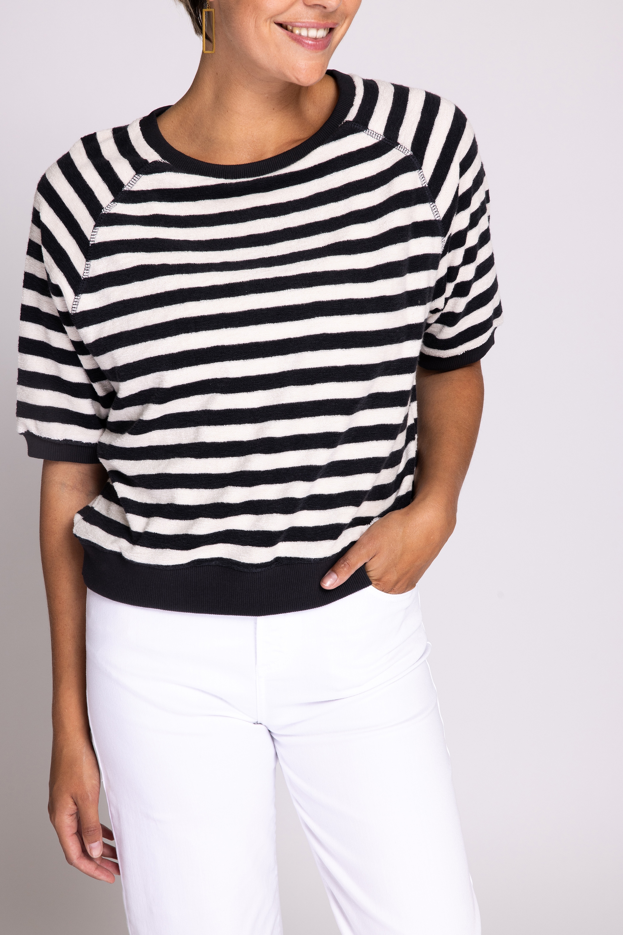 Zhrill Kurzarmshirt »INGE«, Frottee-Optik mit Streifen