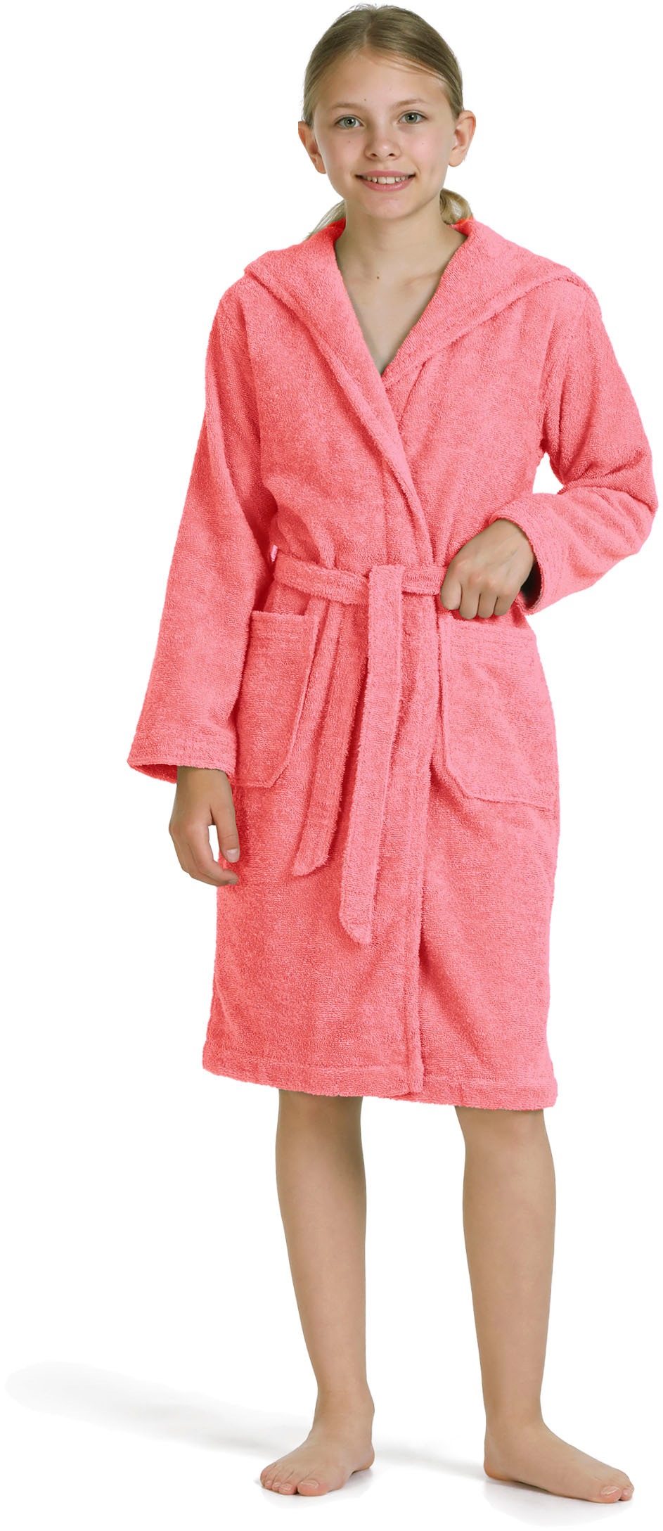 Kinderbademantel MÖVE, L:90cmcoral, Walkfrottier, Hausmäntel, "Superwuschel"