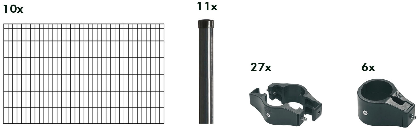 KRAUS Einstabmattenzaun »Dino-Trend-Z42«, anthrazit, 120 cm hoch, 10 Elemente für 20 m, 11 Pfosten
