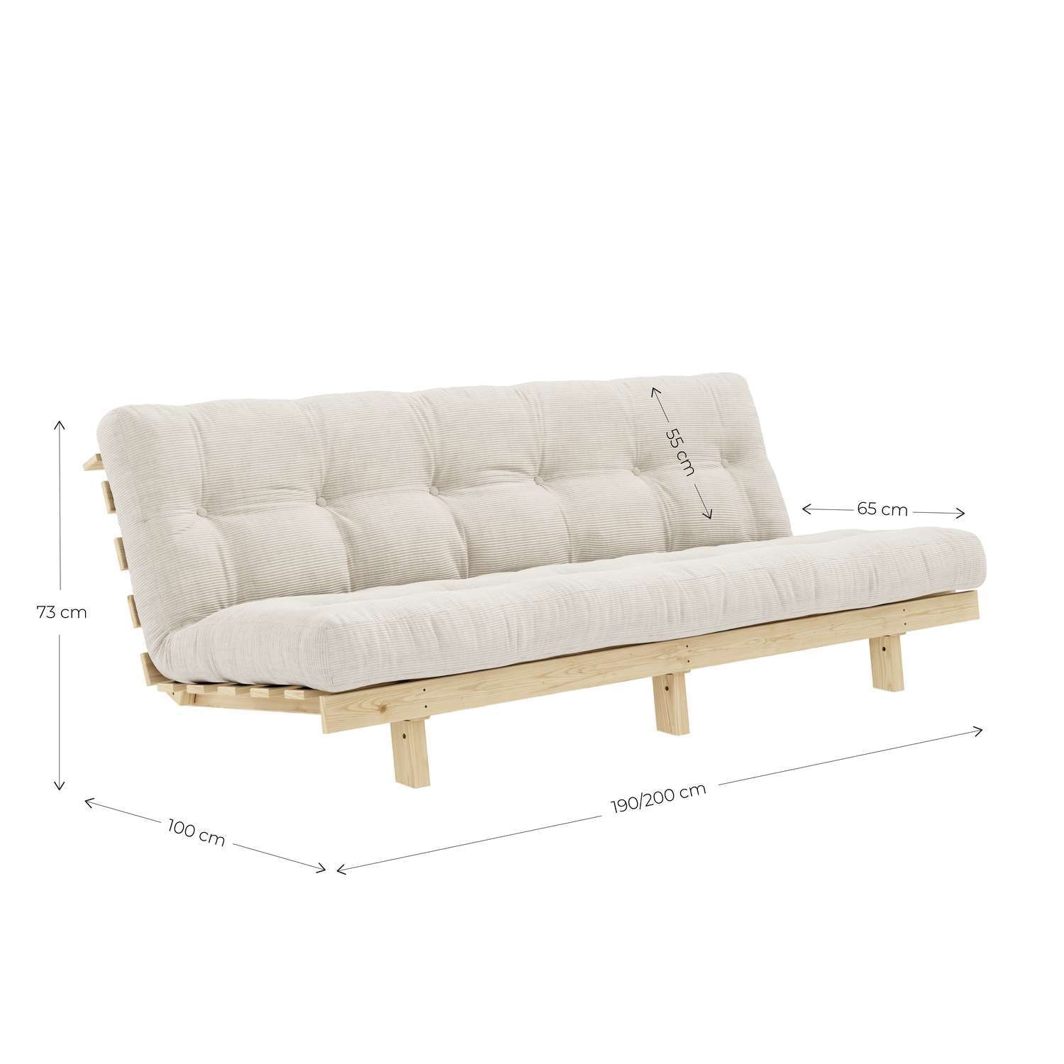 Karup Design Schlafsofa »Lean 200 Schlafsofa, Gästebett, Sofa mit Futonmatratze«, (2 St.), Inkl. Futonmatratze, Liegefläche 130x200 cm, FSC® zertifizierte Kiefer