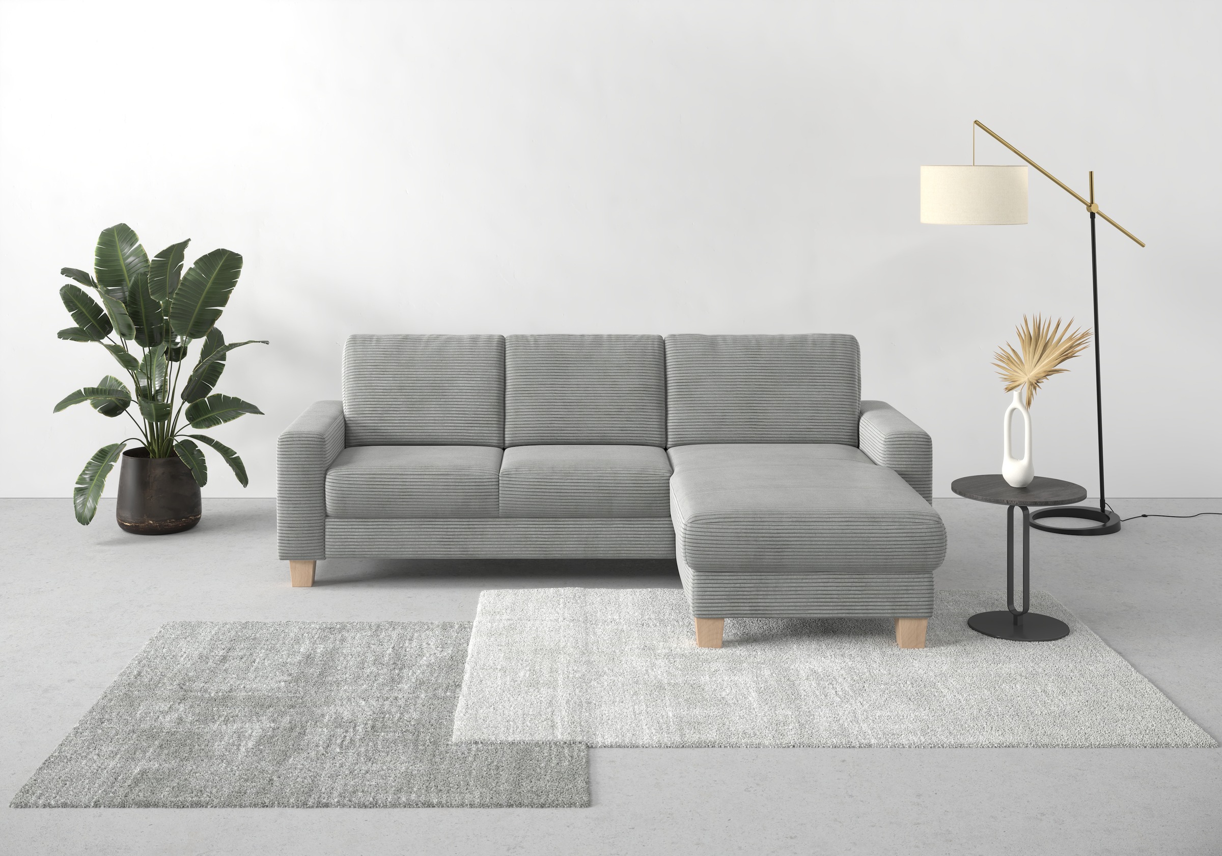 OTTO home Ecksofa "Summer L-Form" mit Recamiere, mit oder ohne Schlaffunktion und Bettkasten, Cord-Bezug