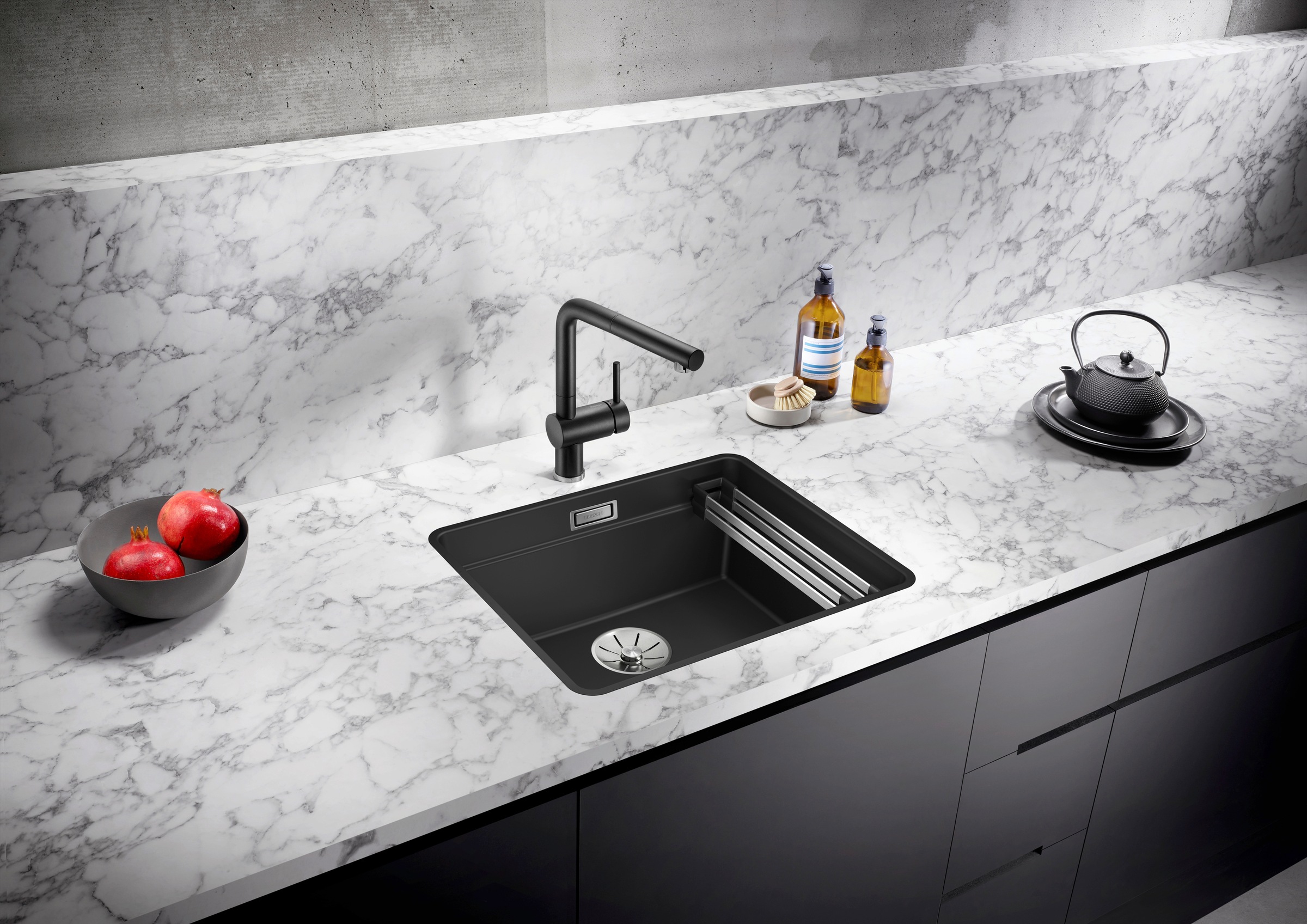 Blanco Granitspüle "ETAGON 500-F" 1 Stk. tlg. inklusive 2 Gratis ETAGON-Schienen aus Edelstahl