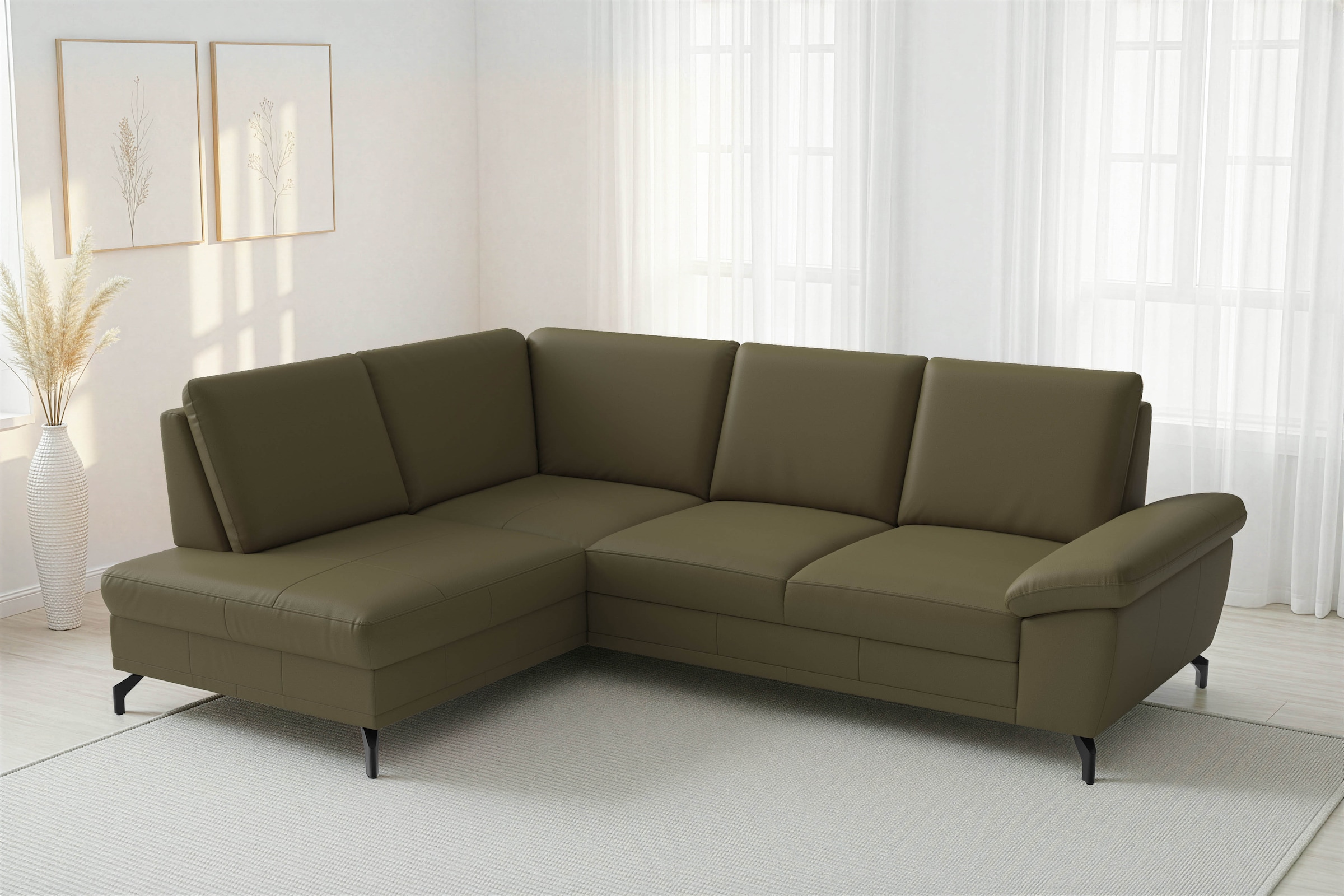 sit&more Ecksofa "Chelsea L-Form, B: 249 cm, Armteil- & Sitztiefenverstellung, Leder" optional mit Schlaffunktion und Bettkasten