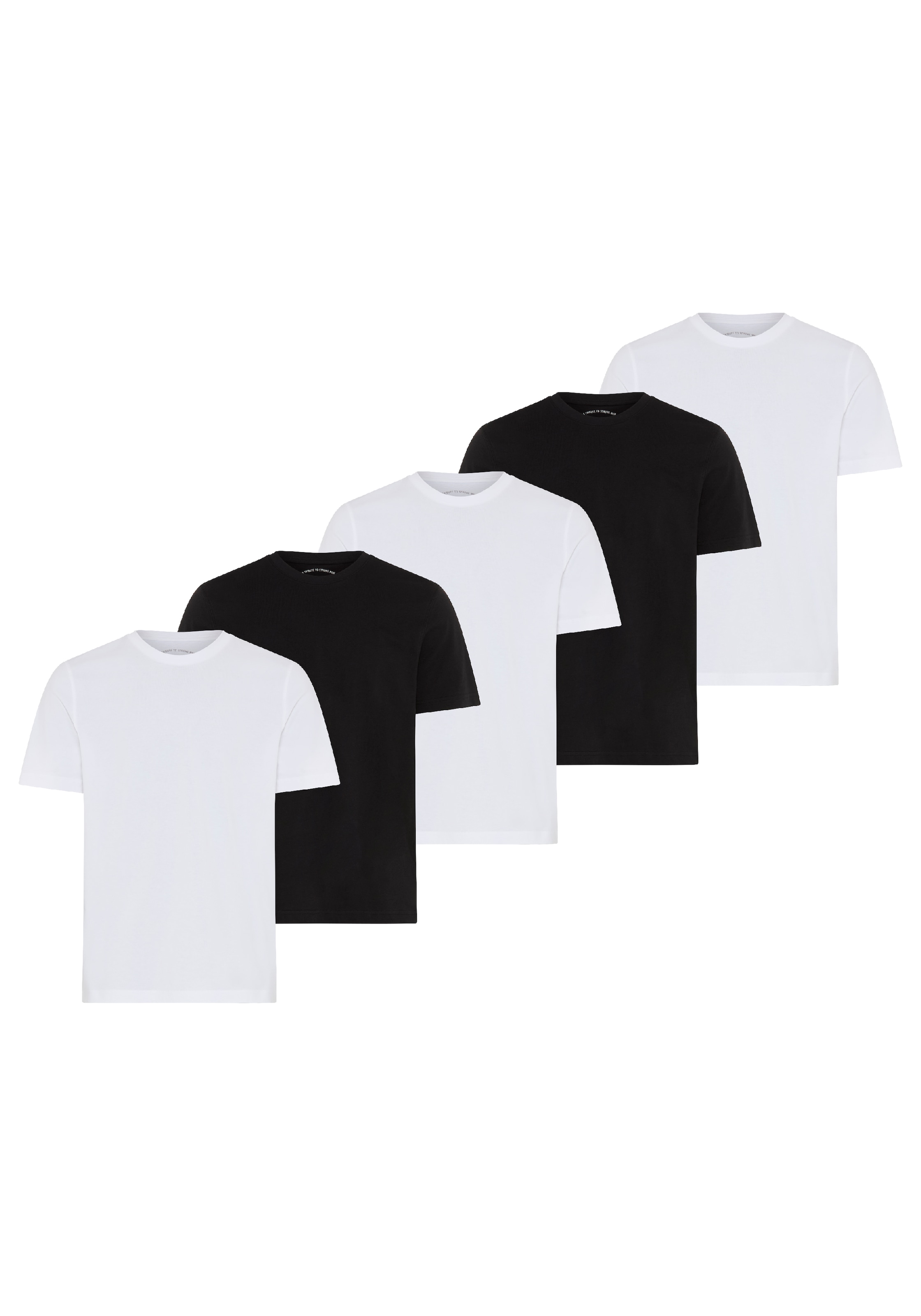 Mans World Rundhalsshirt 5er-Pack, Kurzarm, Regular Fit, unifarben, Rundhals, aus Baumwolle